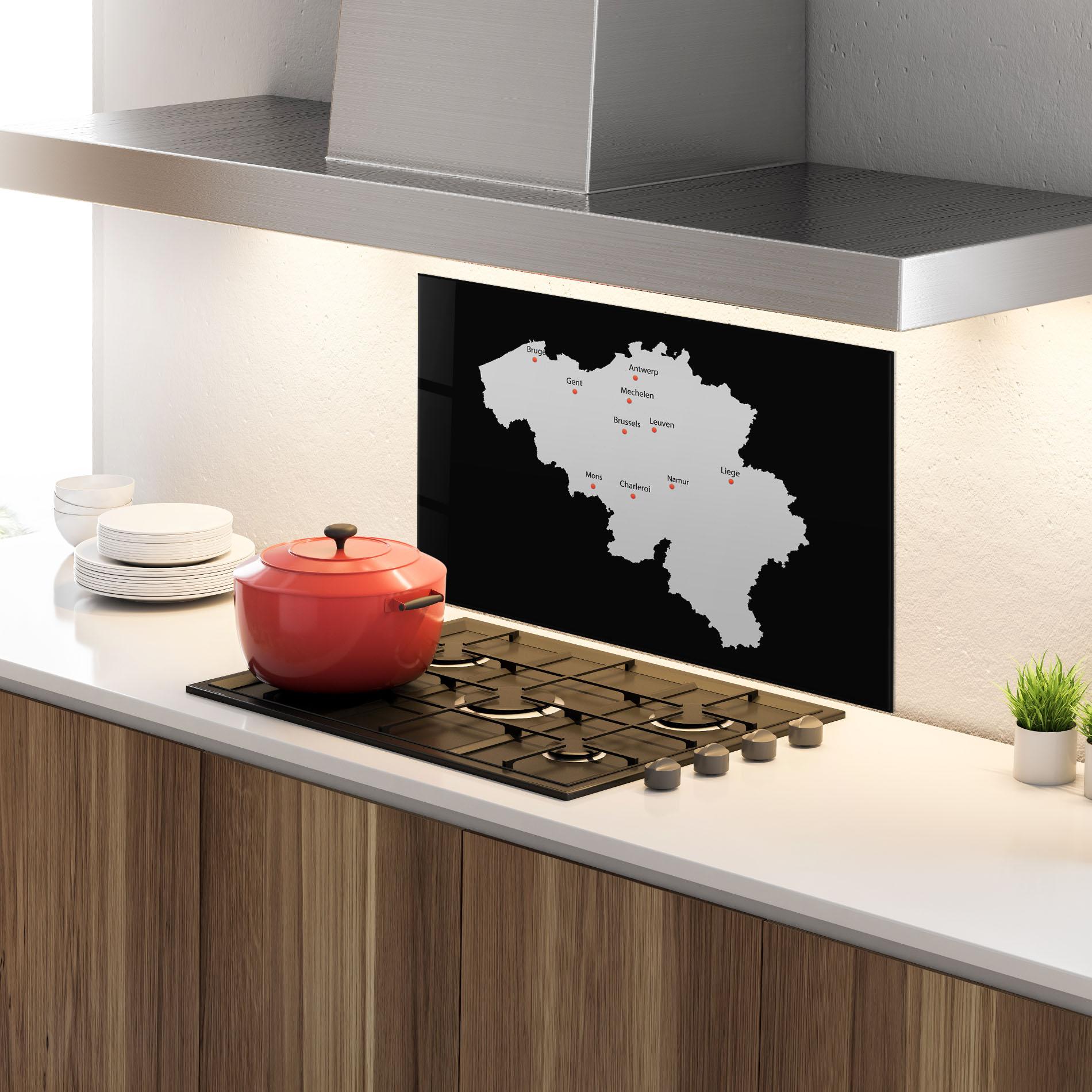 Konyhai üveg hátfal Belgium Map mockup 4