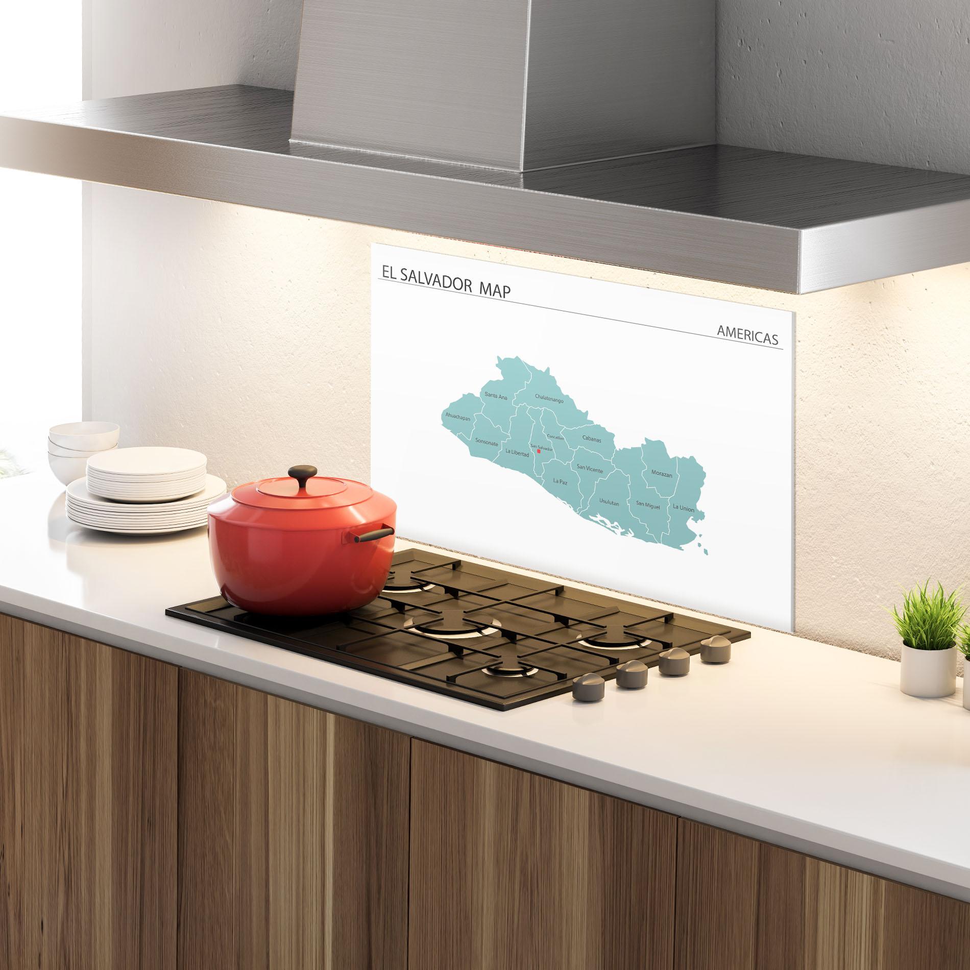 Konyhai üveg hátfal El Salvador Map mockup 4