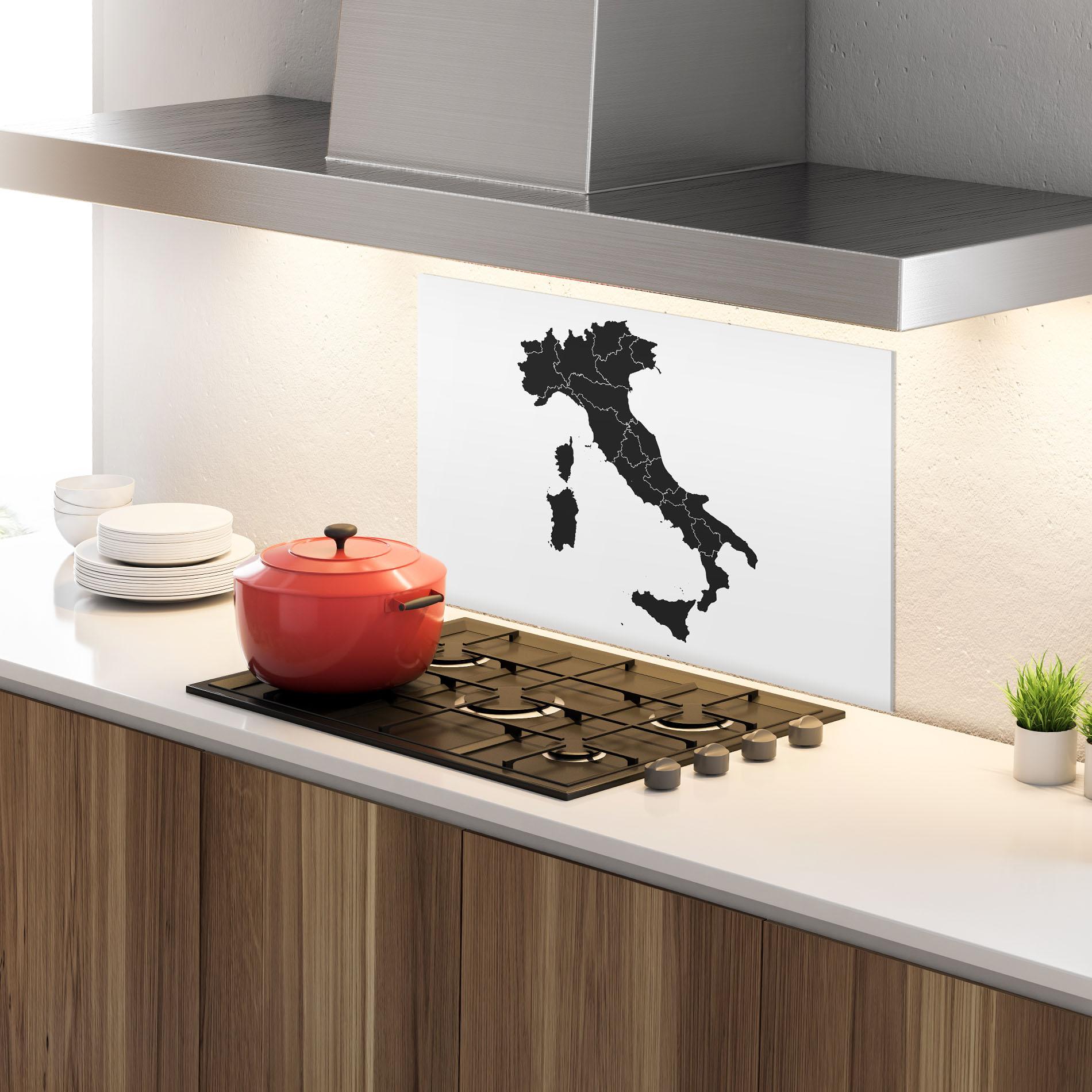 Konyhai üveg hátfal Italy Grey Map mockup 4