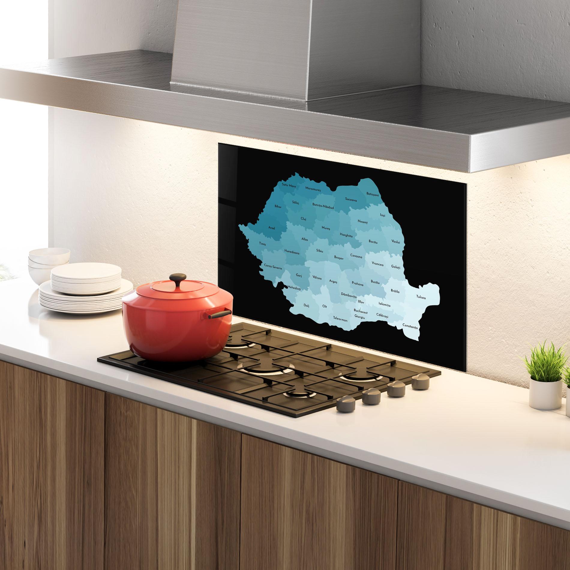Konyhai üveg hátfal Romania Blue Map mockup 4