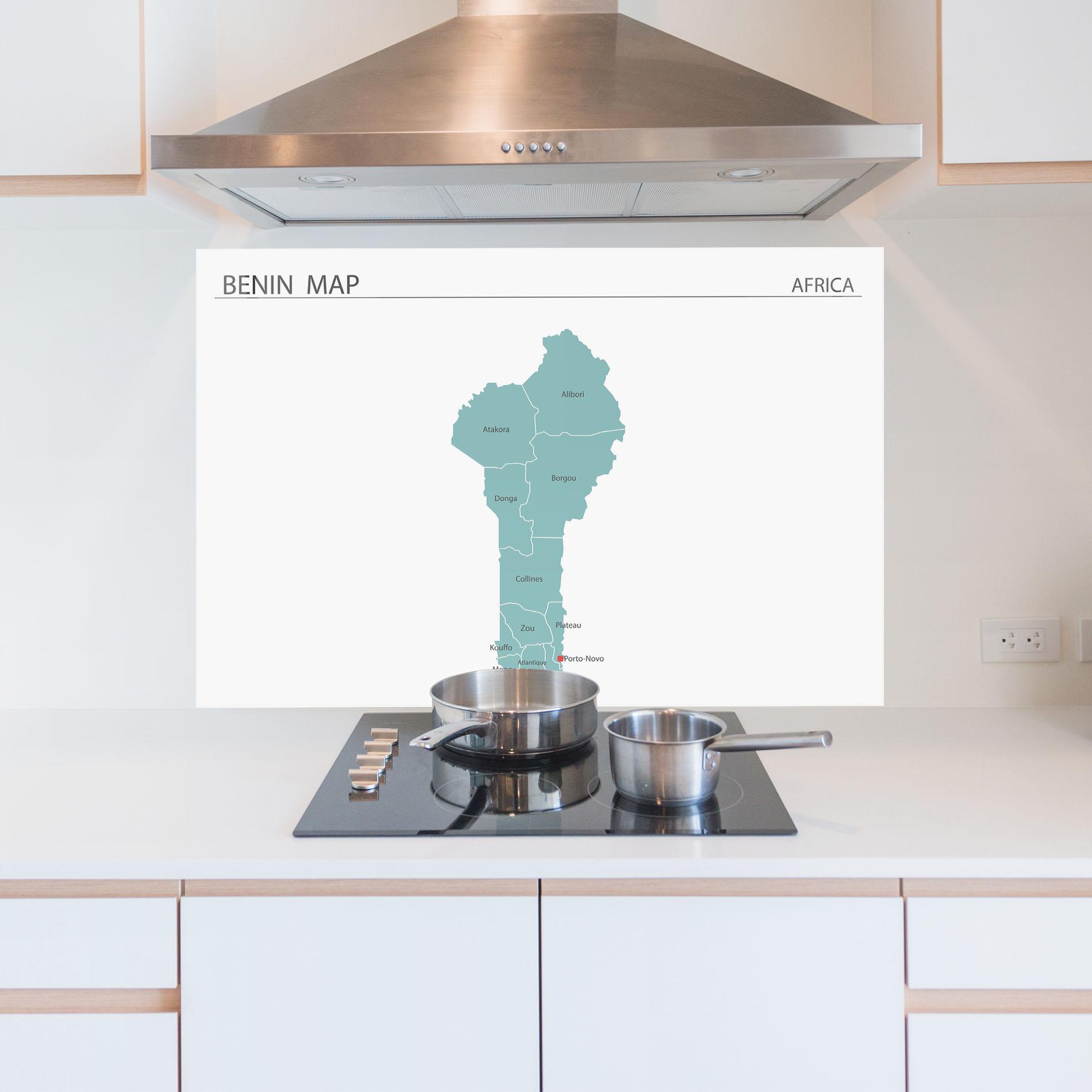 Konyhai üveg hátfal Benin Map mockup 5