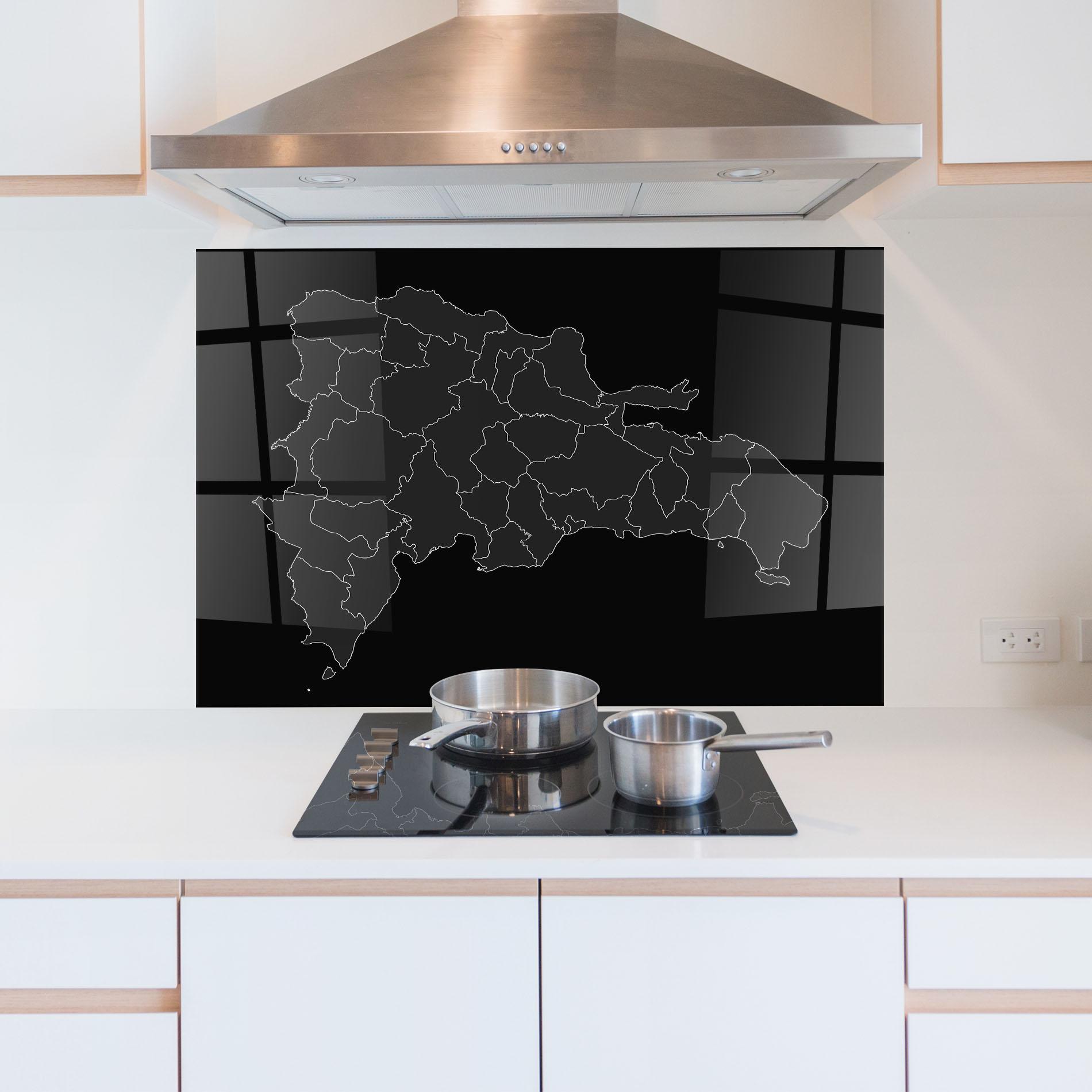 Konyhai üveg hátfal Dominican Republic Grey Map mockup 5