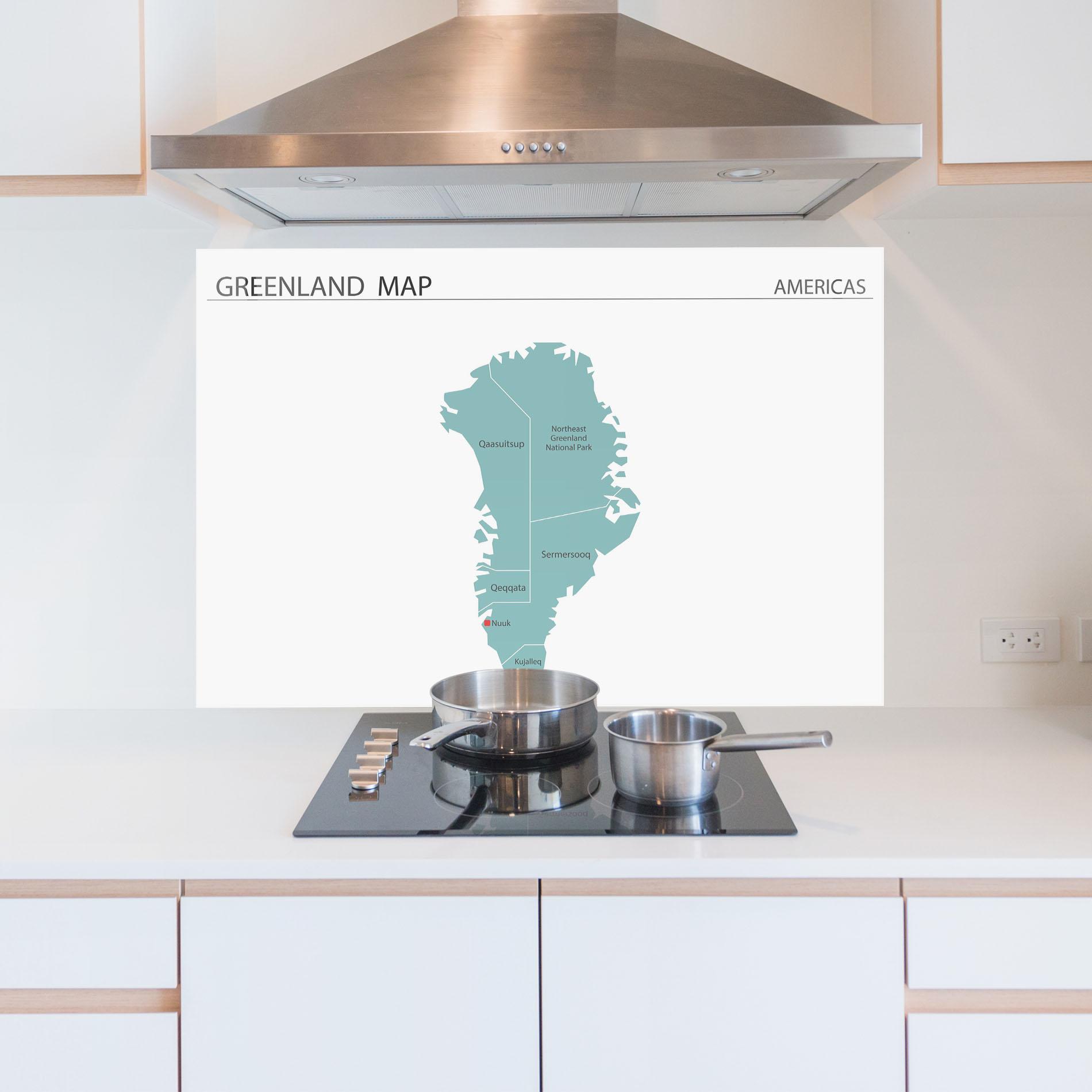 Konyhai üveg hátfal Greenland Map mockup 5
