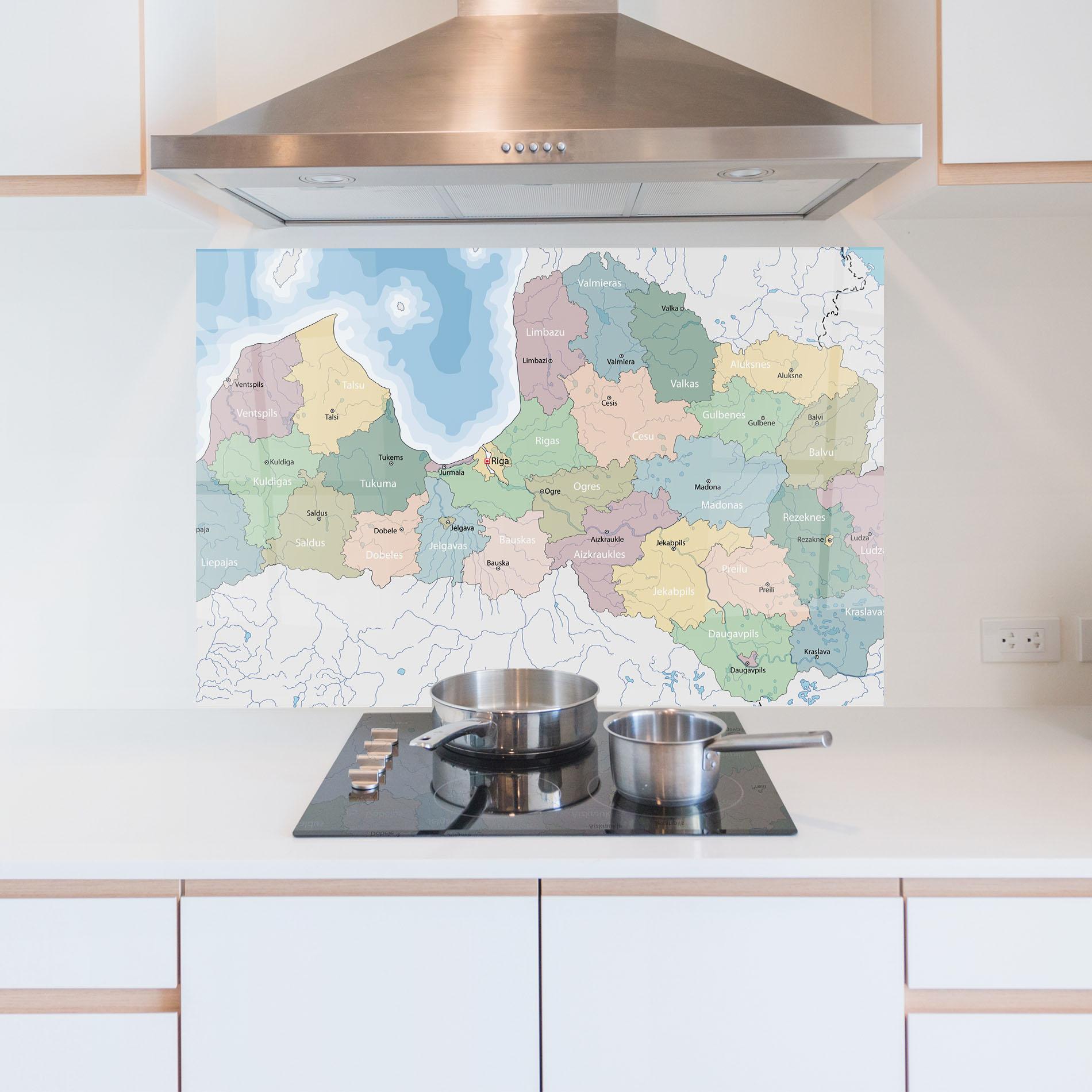 Konyhai üveg hátfal Latvia Color Map mockup 5