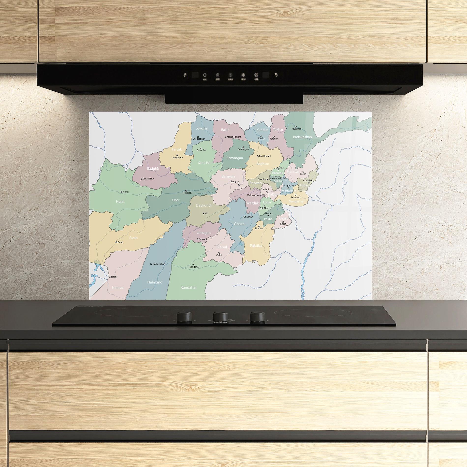 Konyhai üveg hátfal Afghanistan Map mockup 3