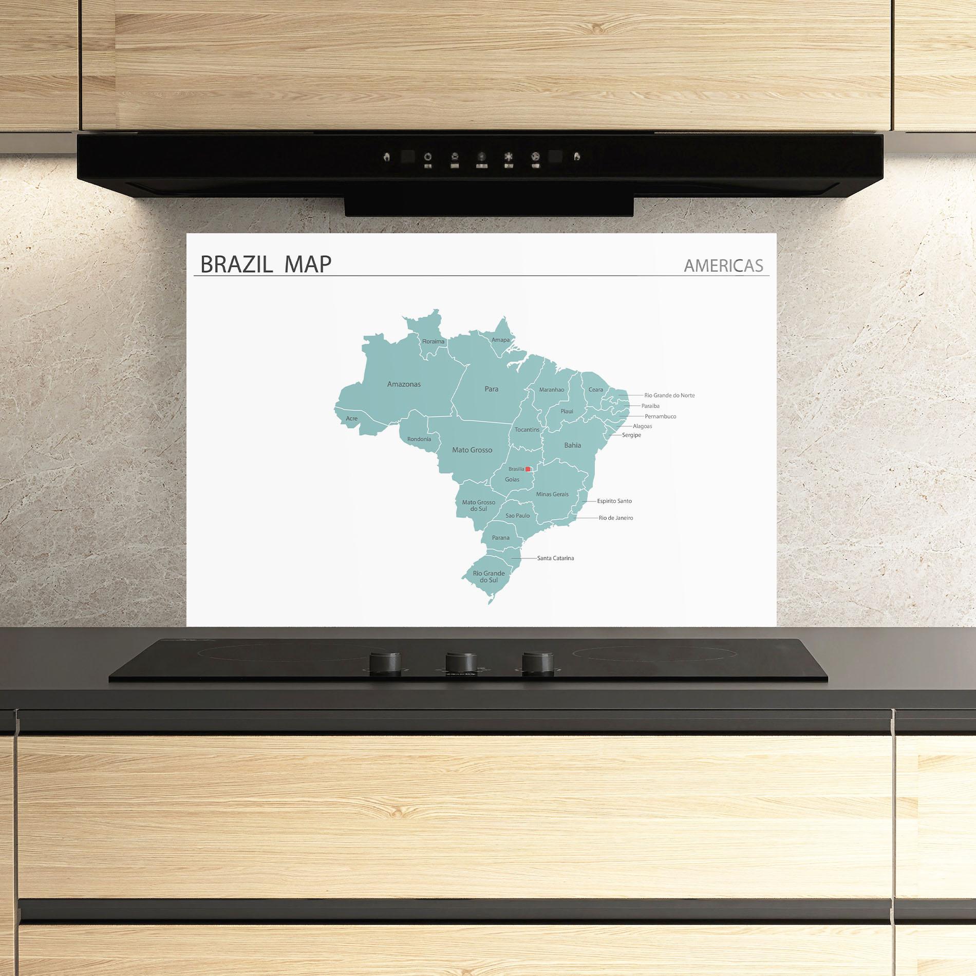 Konyhai üveg hátfal Brazil Map mockup 3