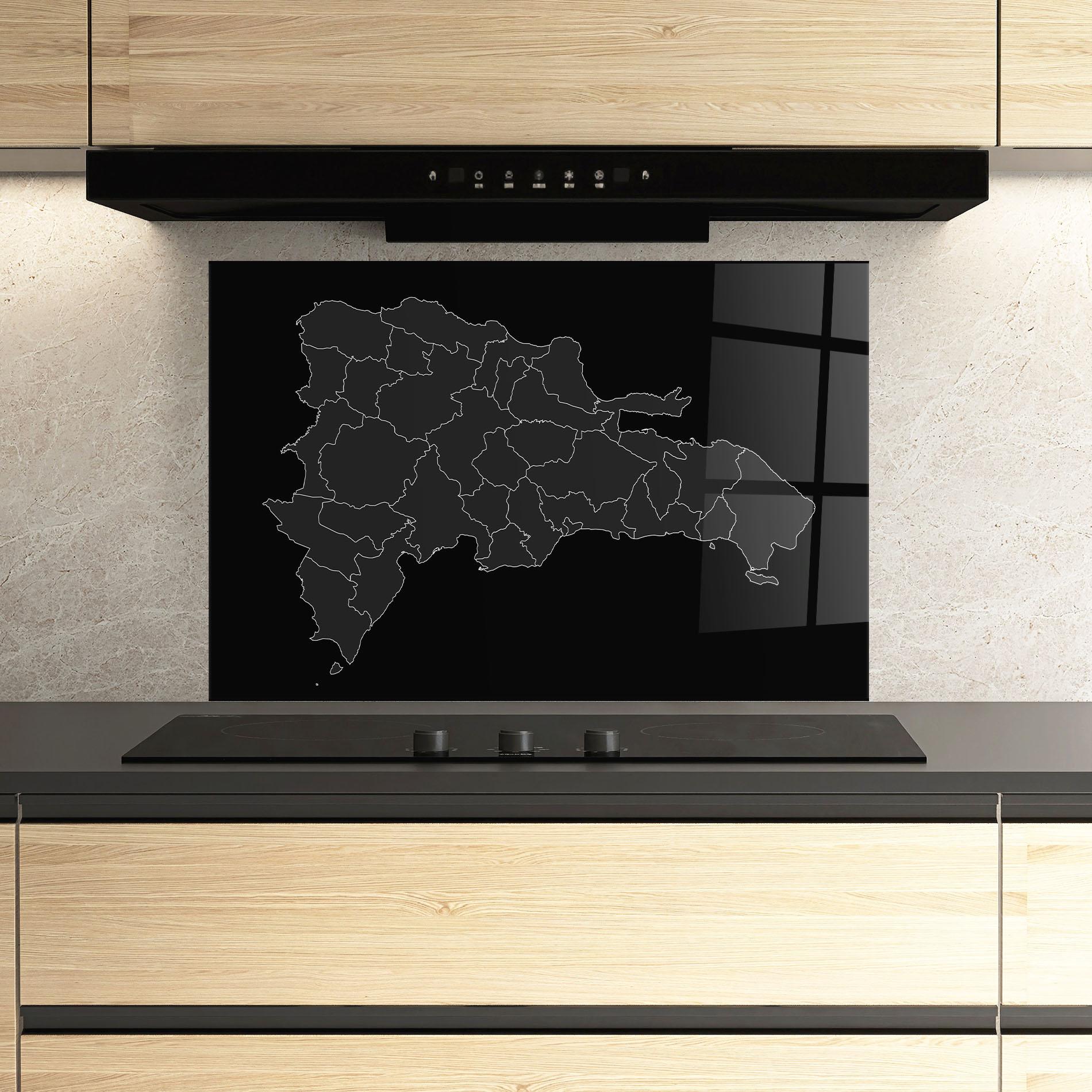 Konyhai üveg hátfal Dominican Republic Grey Map mockup 3