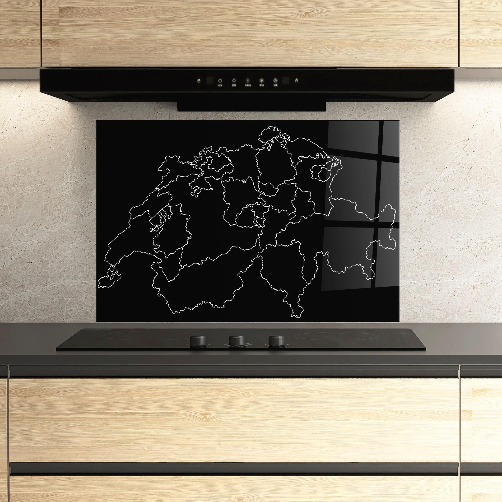 Konyhai üveg hátfal Switzerland White Line mockup 3