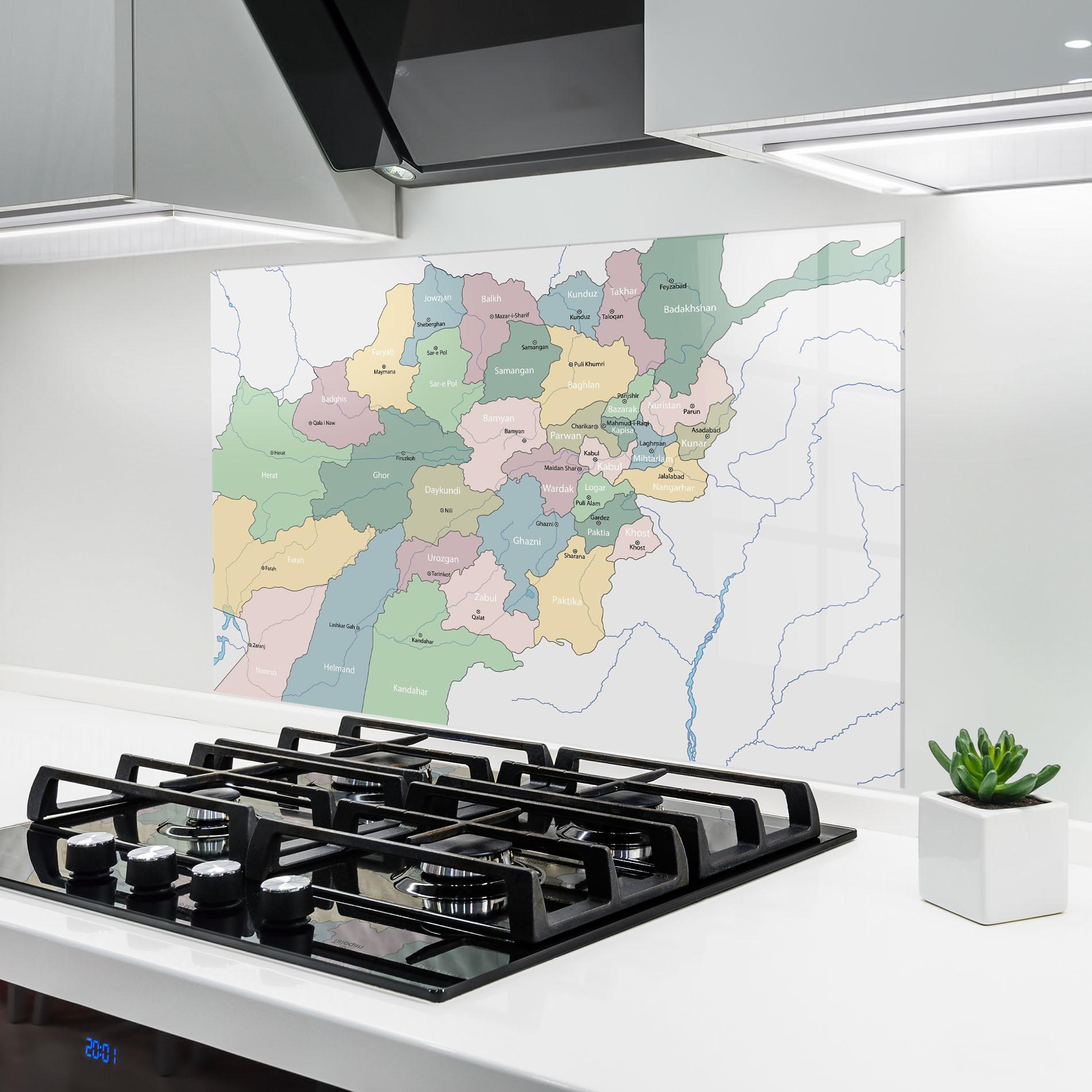 Konyhai üveg hátfal Afghanistan Map mockup 6