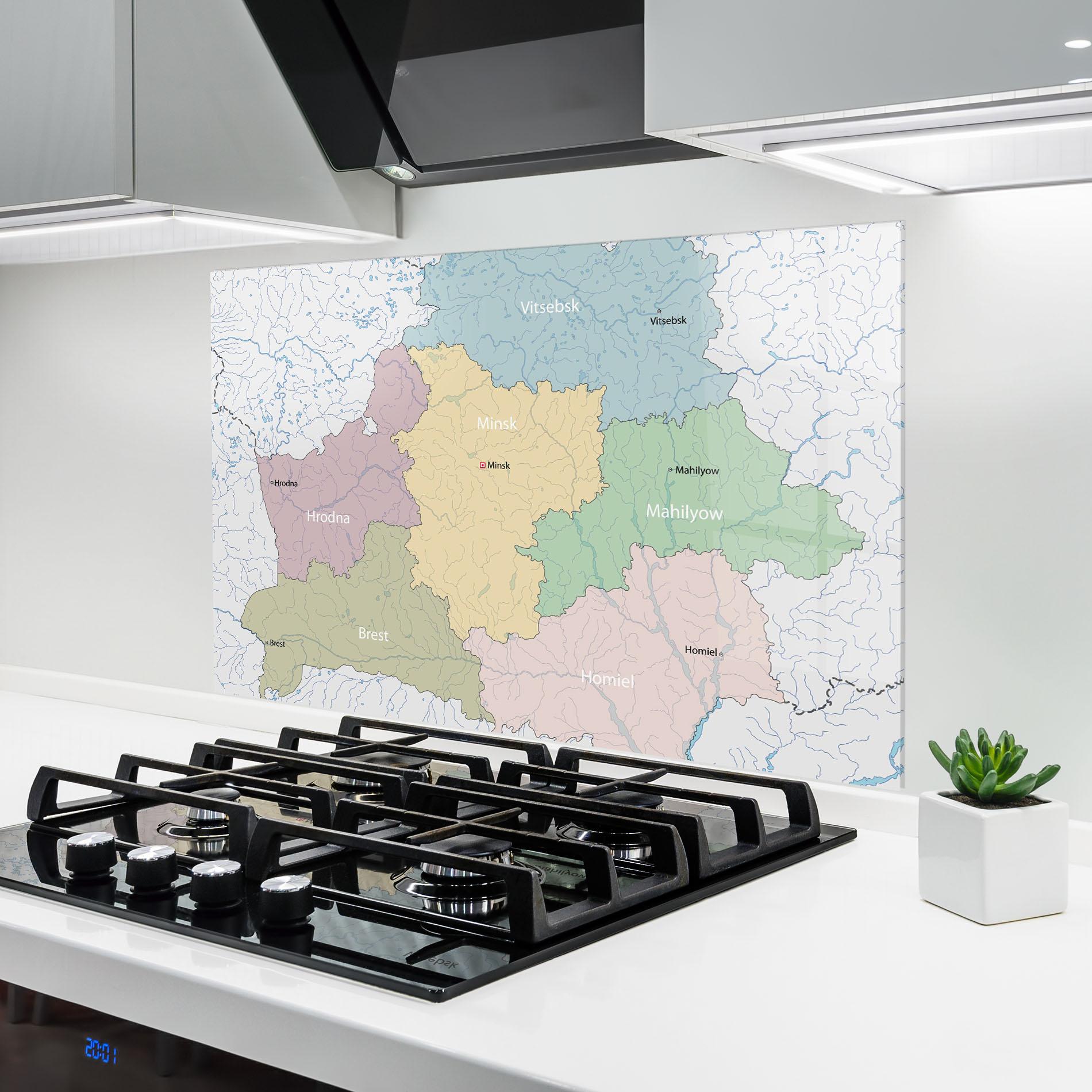 Konyhai üveg hátfal Belarus Map mockup 6