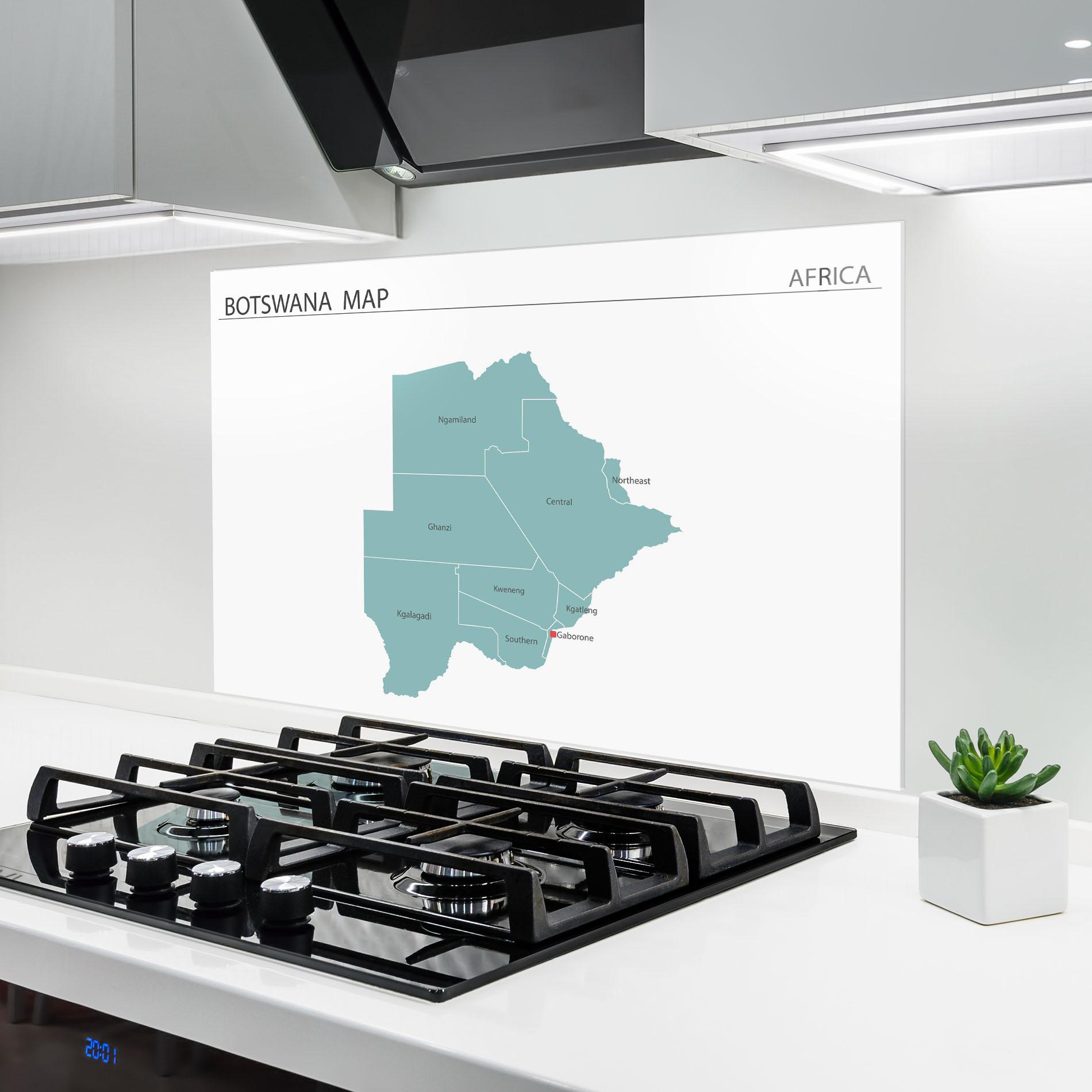 Konyhai üveg hátfal Botswana Map mockup 6