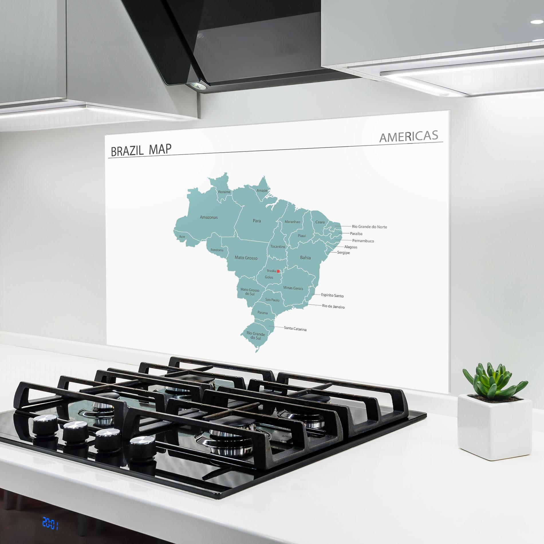 Konyhai üveg hátfal Brazil Map mockup 6
