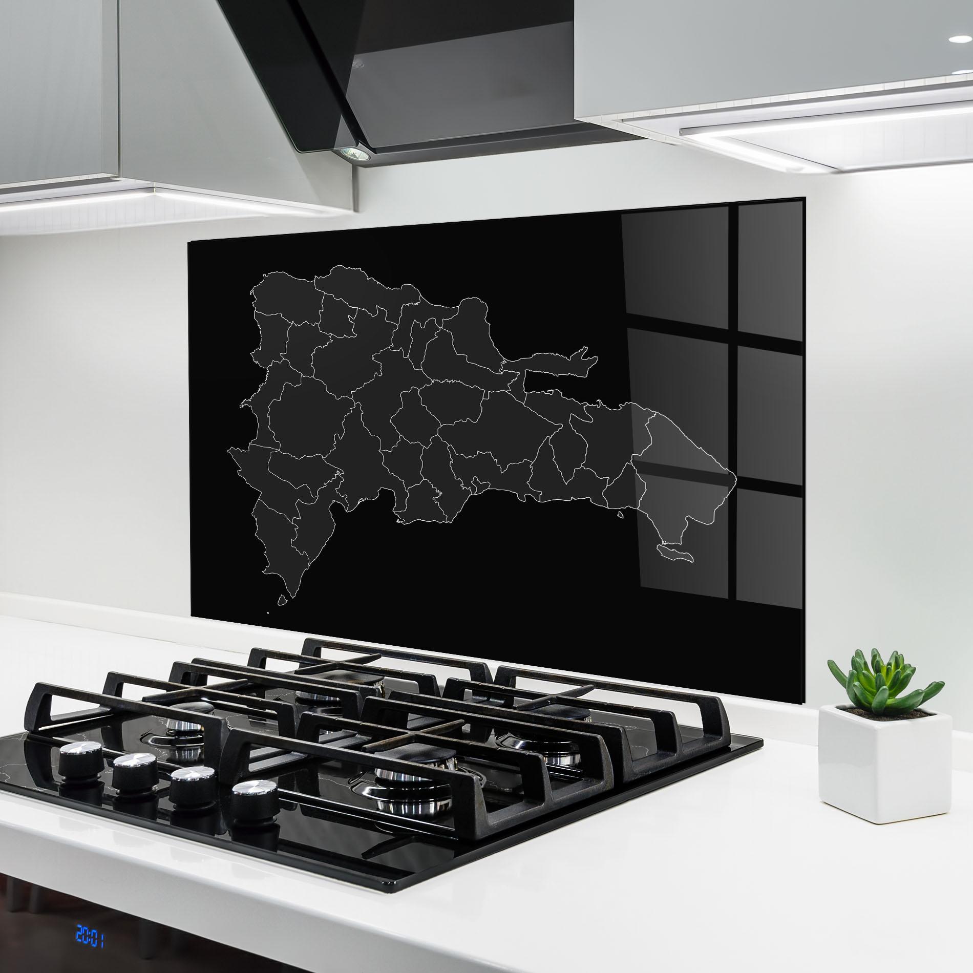 Konyhai üveg hátfal Dominican Republic Grey Map mockup 6