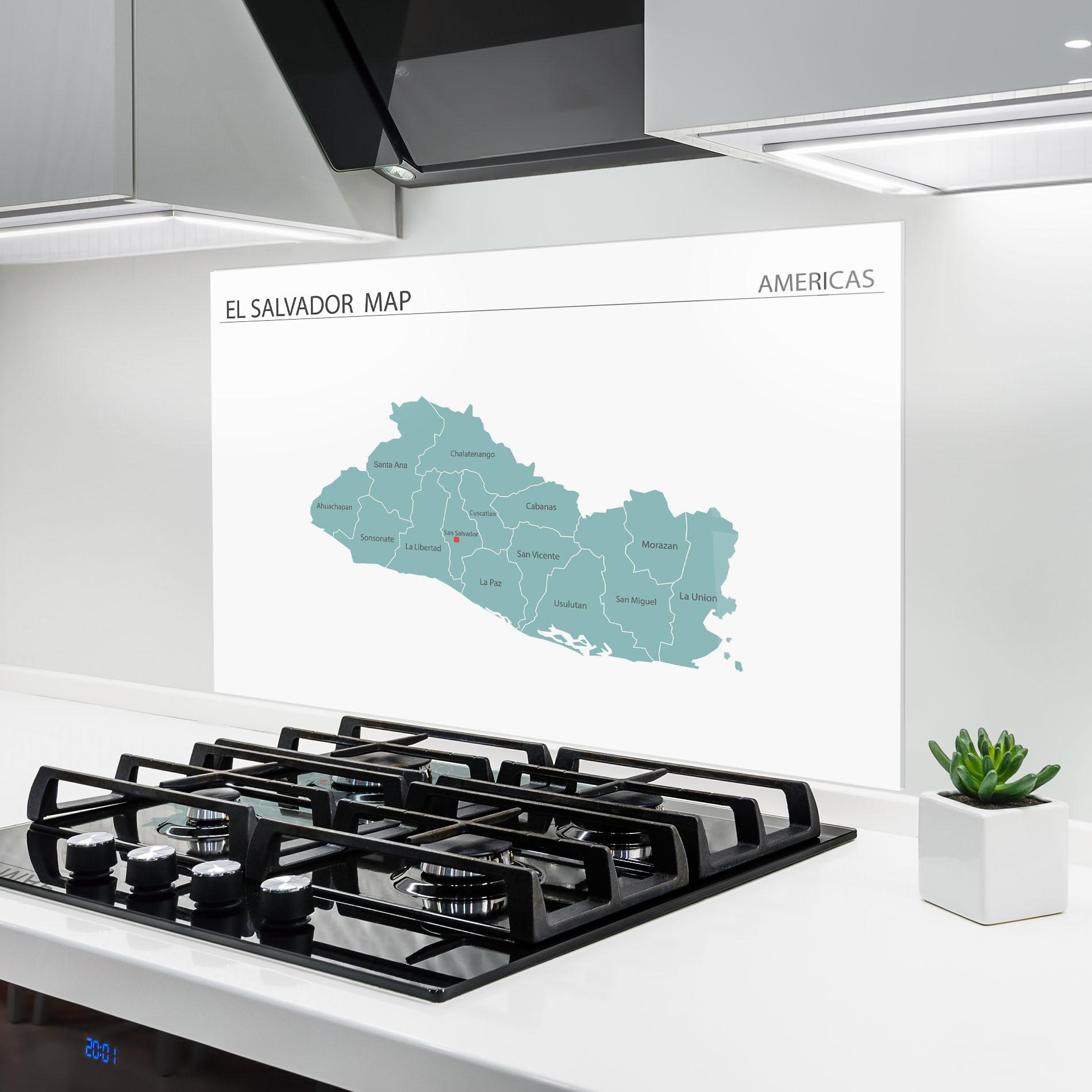 Konyhai üveg hátfal El Salvador Map mockup 6