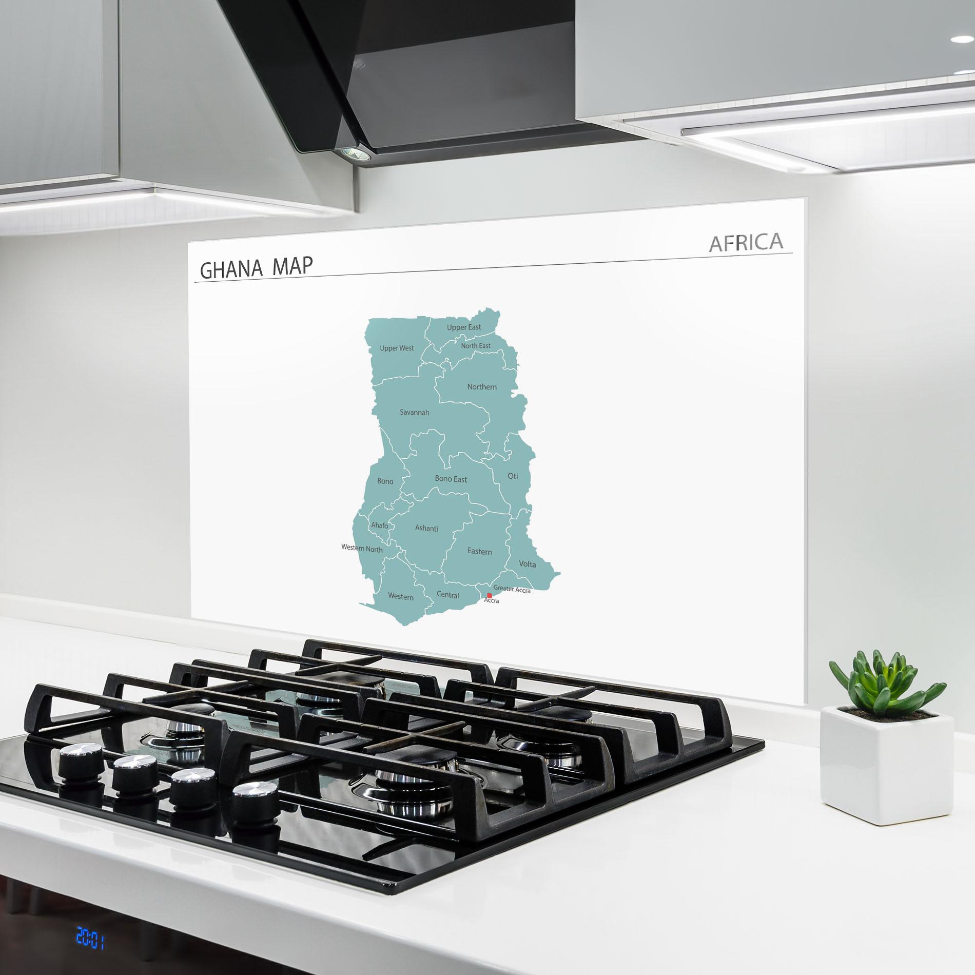 Konyhai üveg hátfal Ghana Map mockup 6
