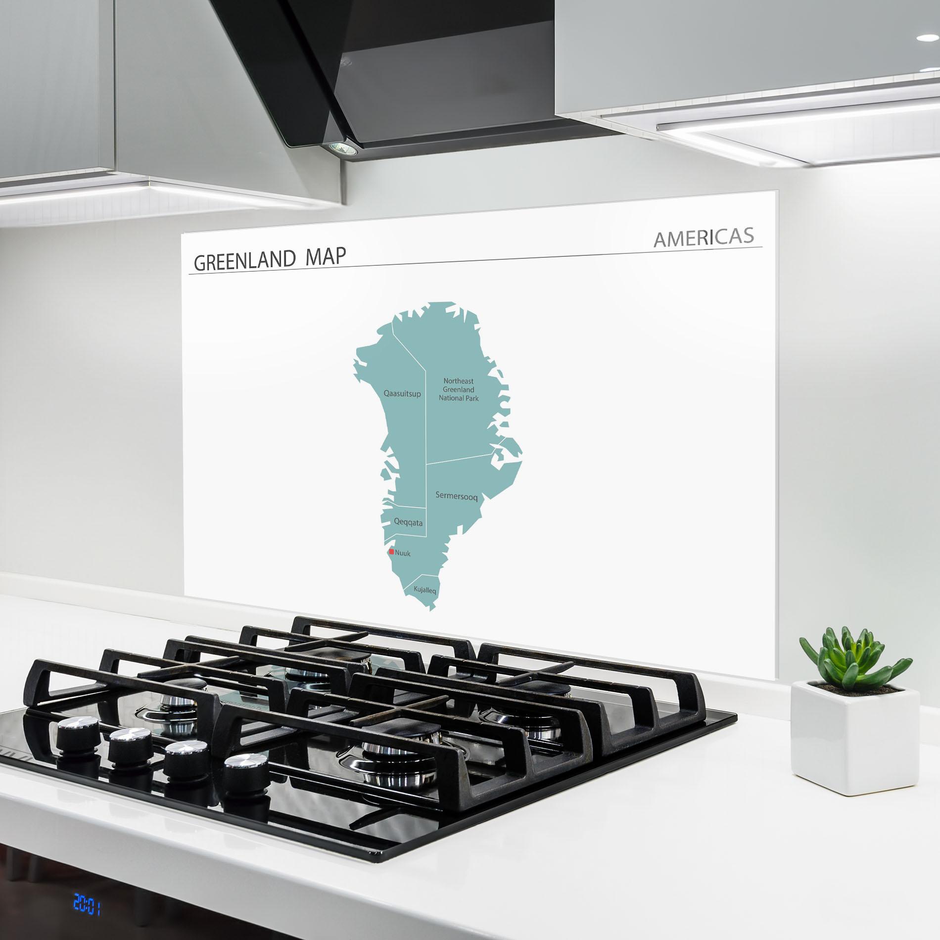 Konyhai üveg hátfal Greenland Map mockup 6