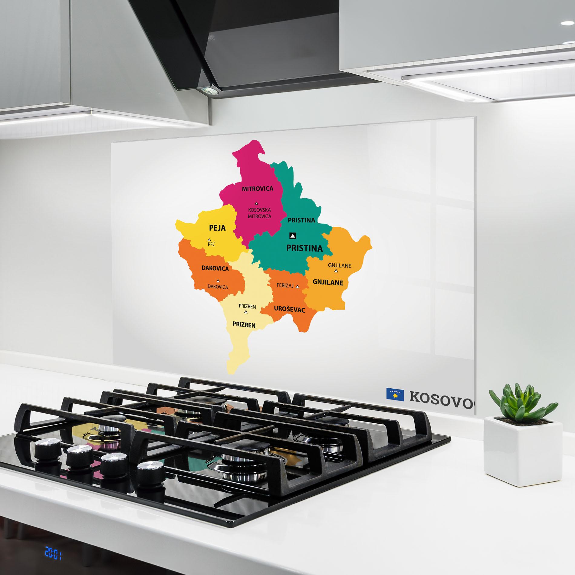 Konyhai üveg hátfal Kosovo Color Map mockup 6