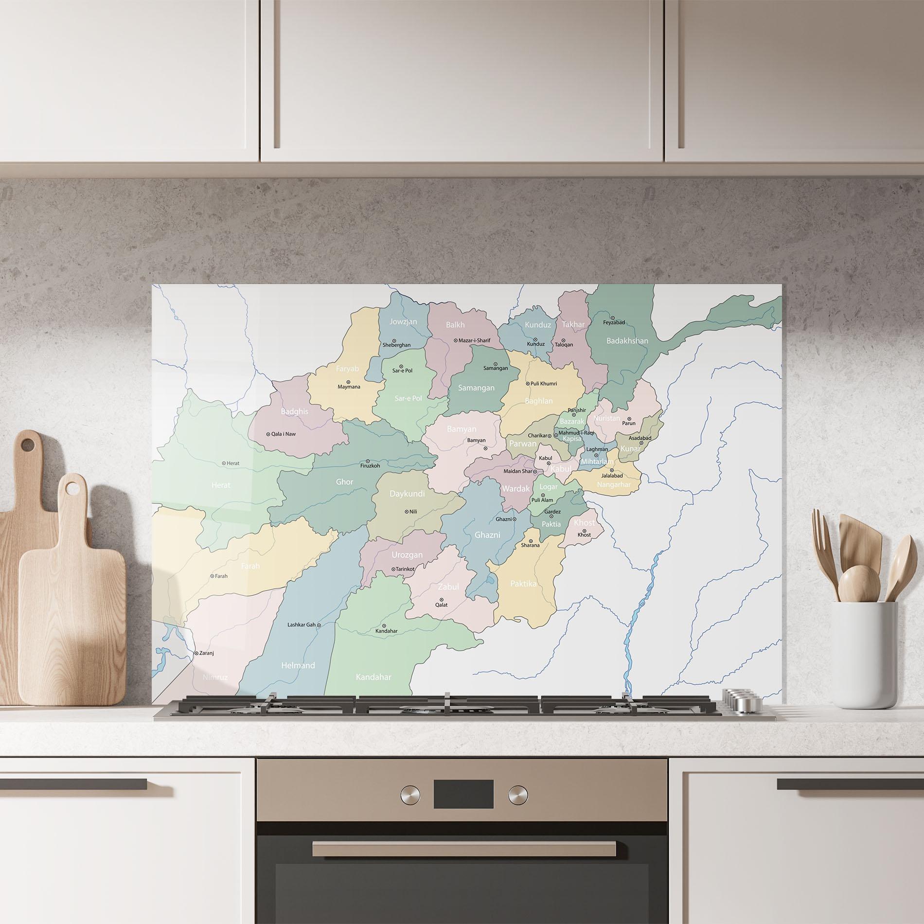 Konyhai üveg hátfal Afghanistan Map mockup 7