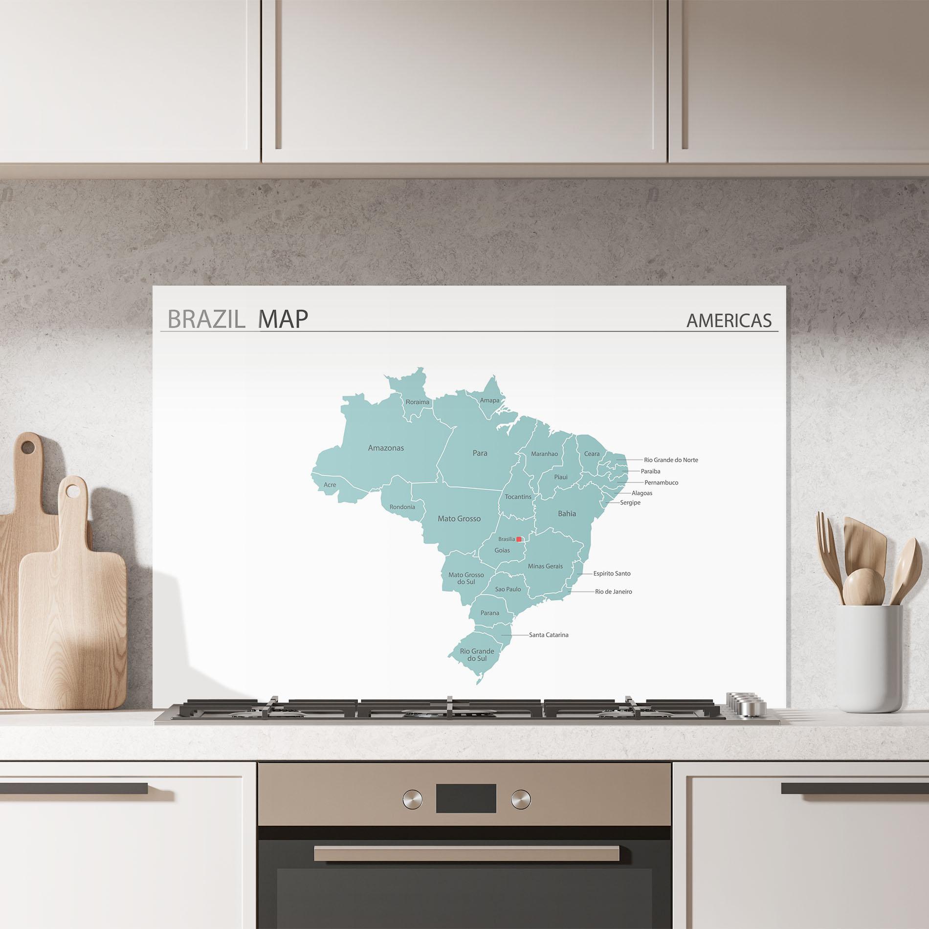 Konyhai üveg hátfal Brazil Map mockup 7