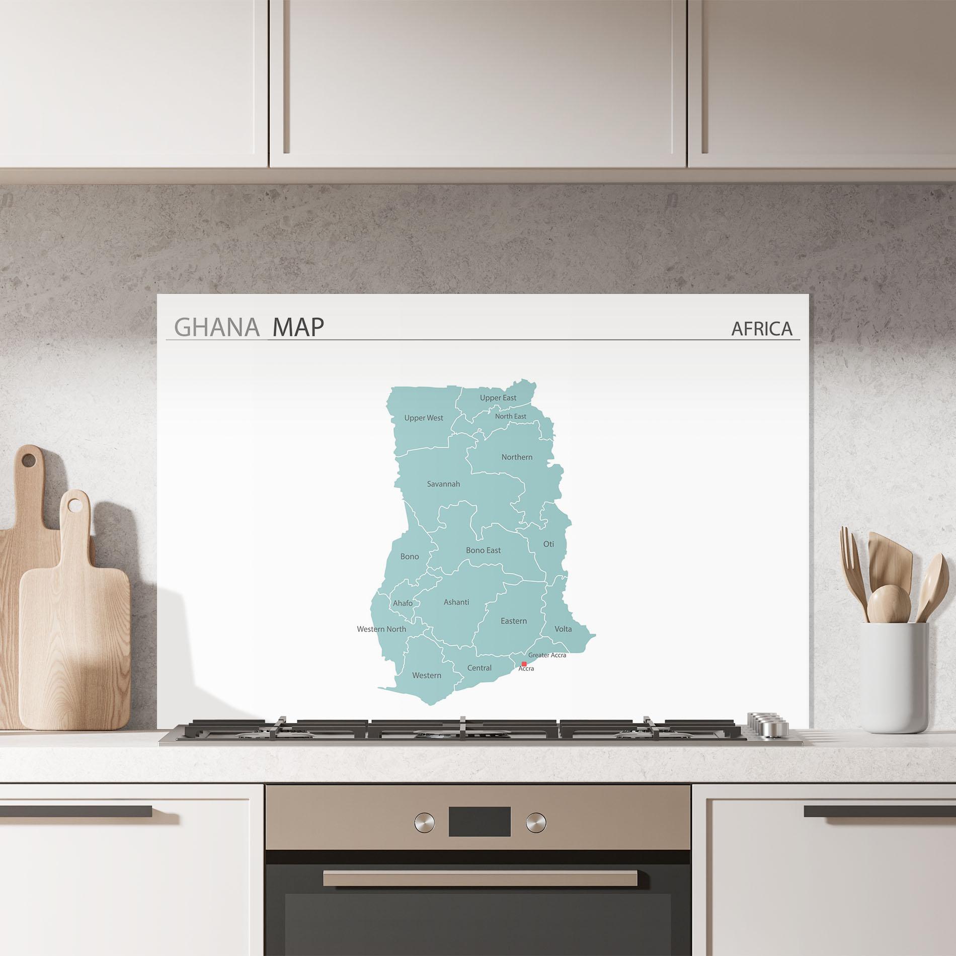Konyhai üveg hátfal Ghana Map mockup 7