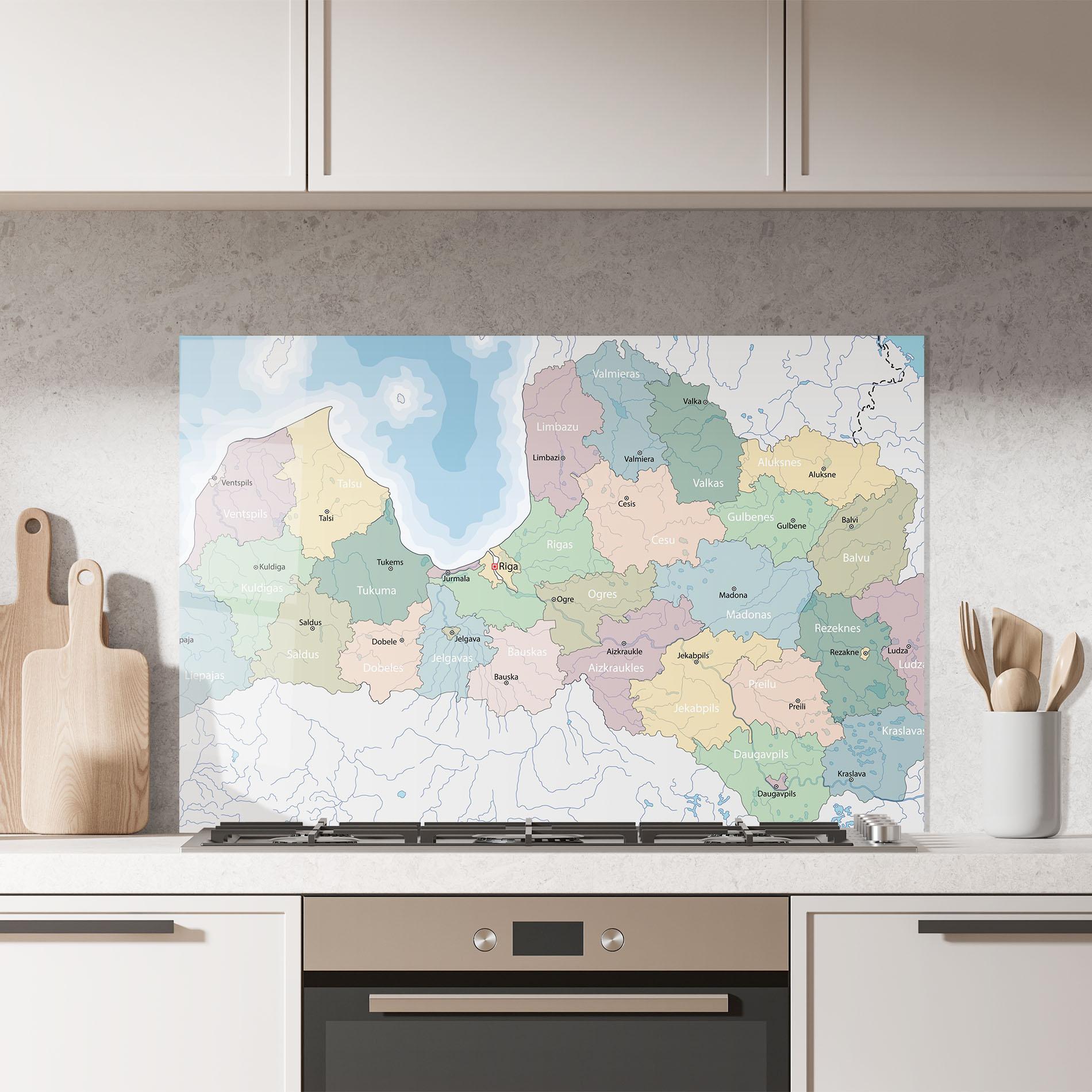 Konyhai üveg hátfal Latvia Color Map mockup 7