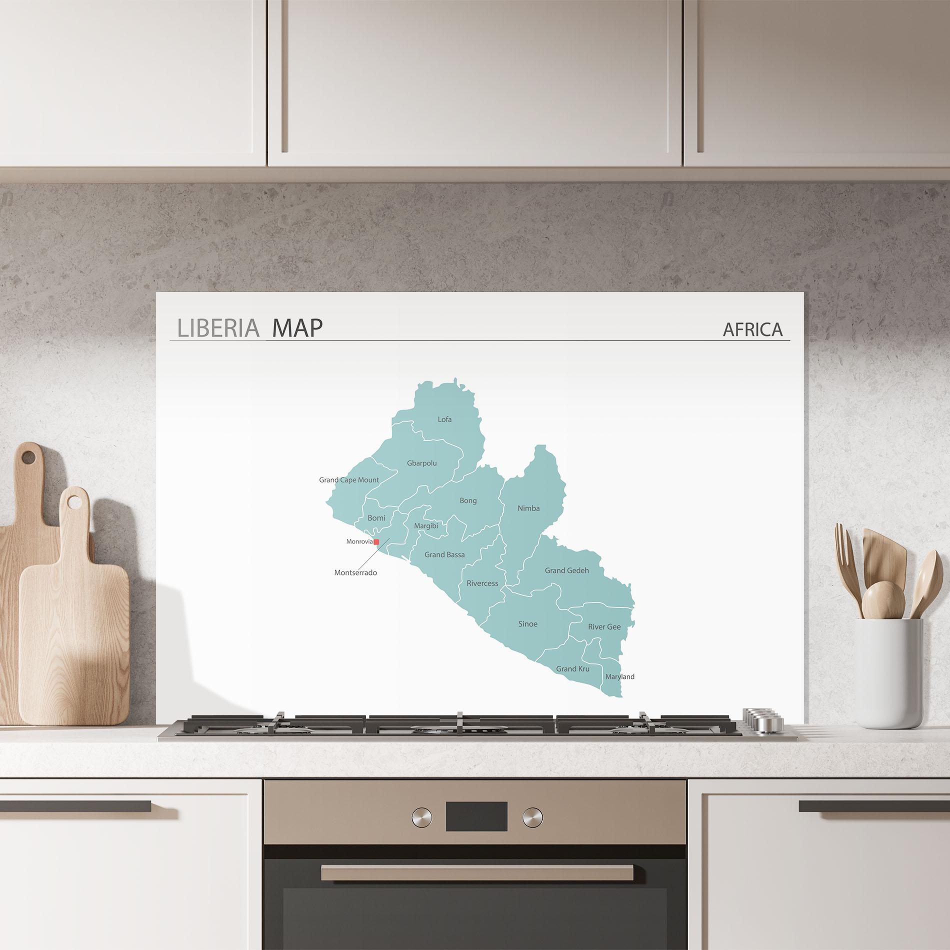 Konyhai üveg hátfal Liberia Map mockup 7