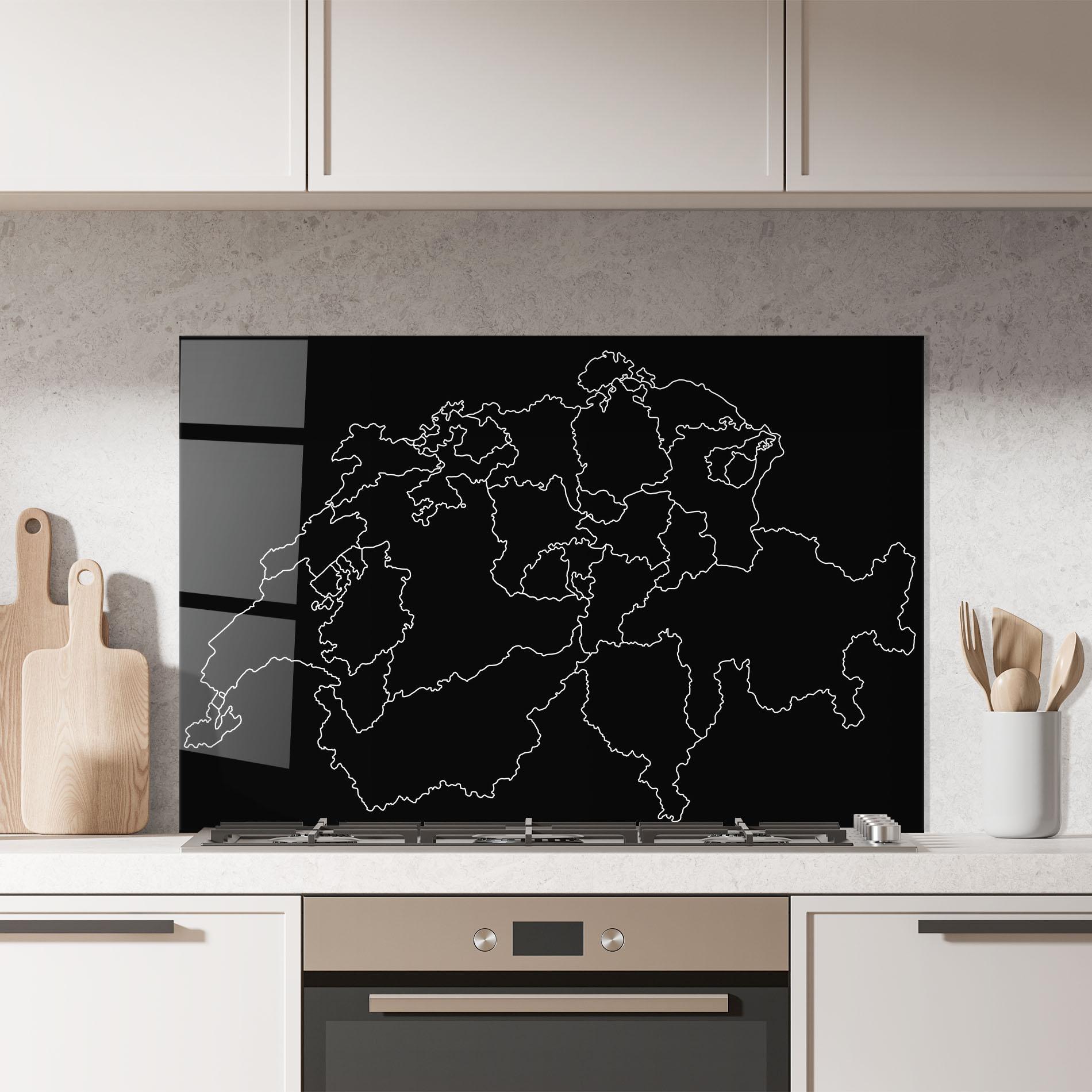 Konyhai üveg hátfal Switzerland White Line mockup 7