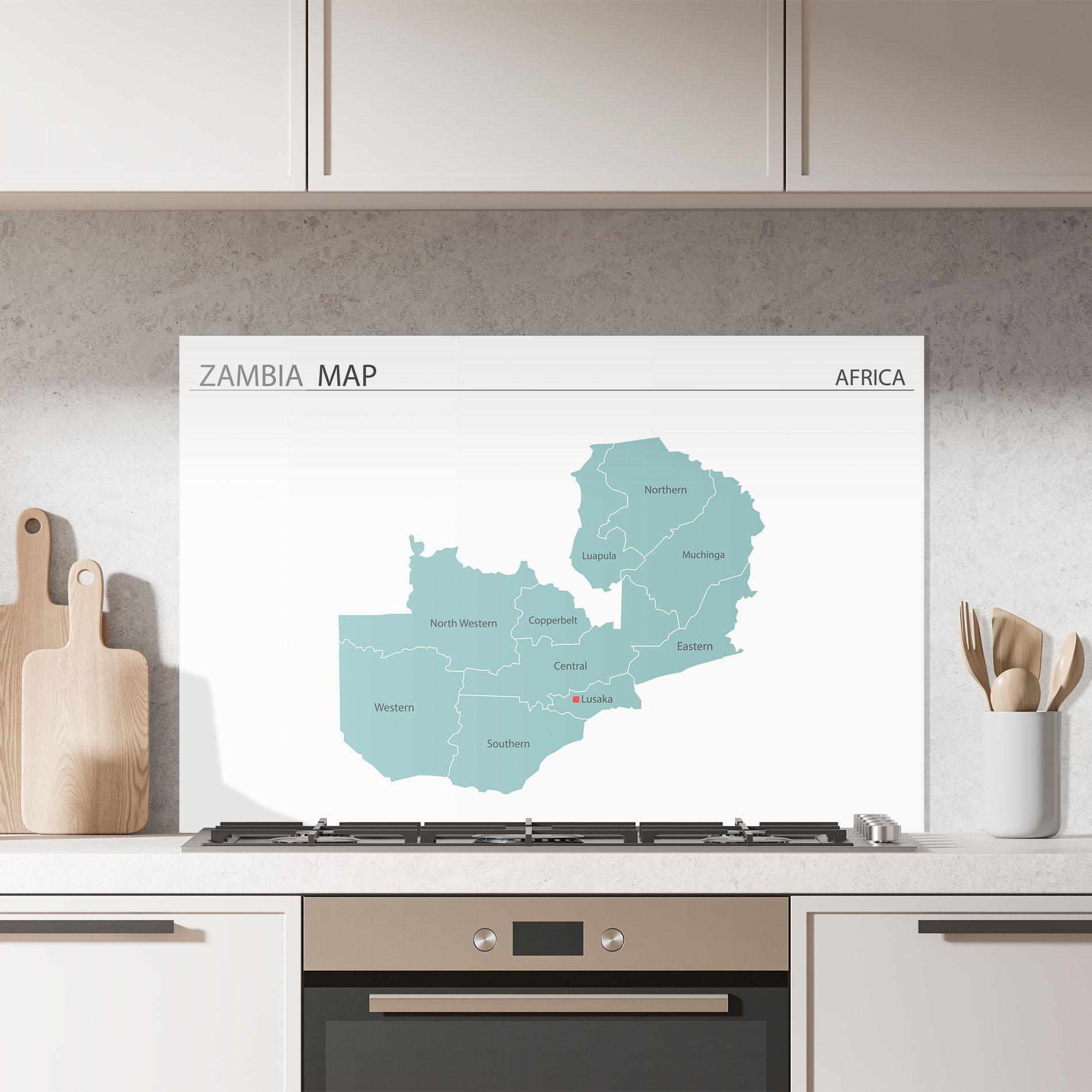 Konyhai üveg hátfal Zambia Map mockup 7
