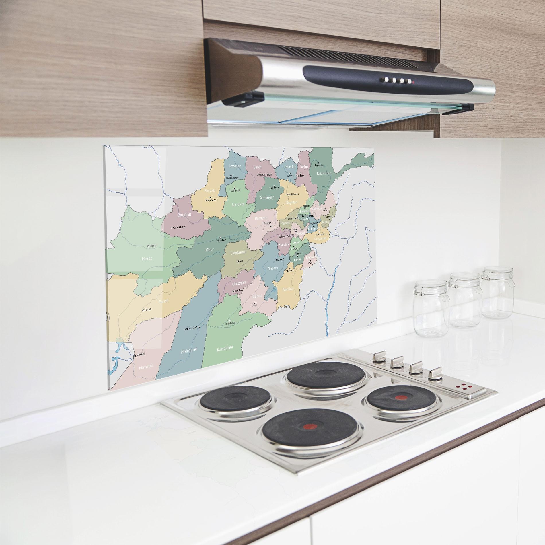 Konyhai üveg hátfal Afghanistan Map mockup 8