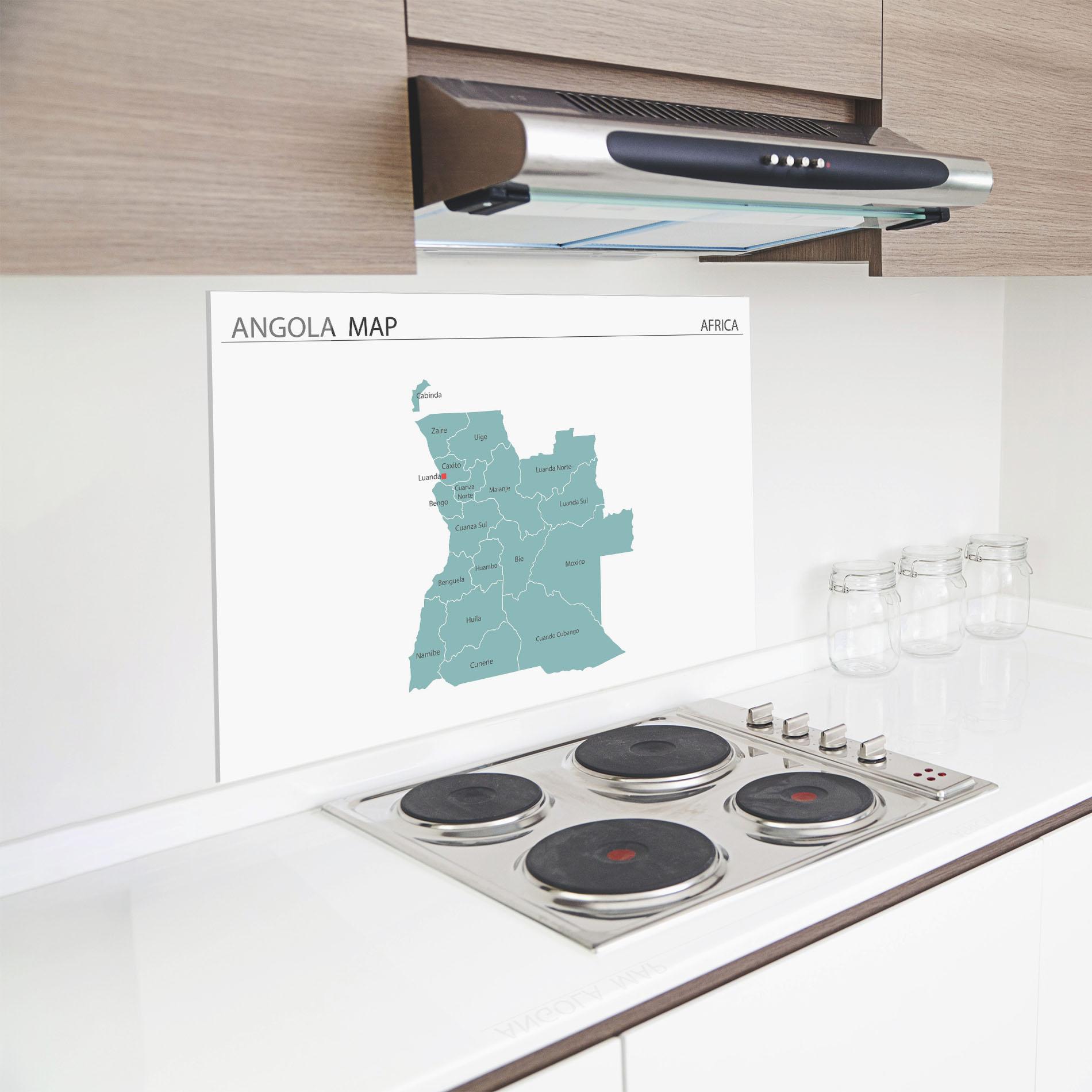 Konyhai üveg hátfal Angola Map mockup 8