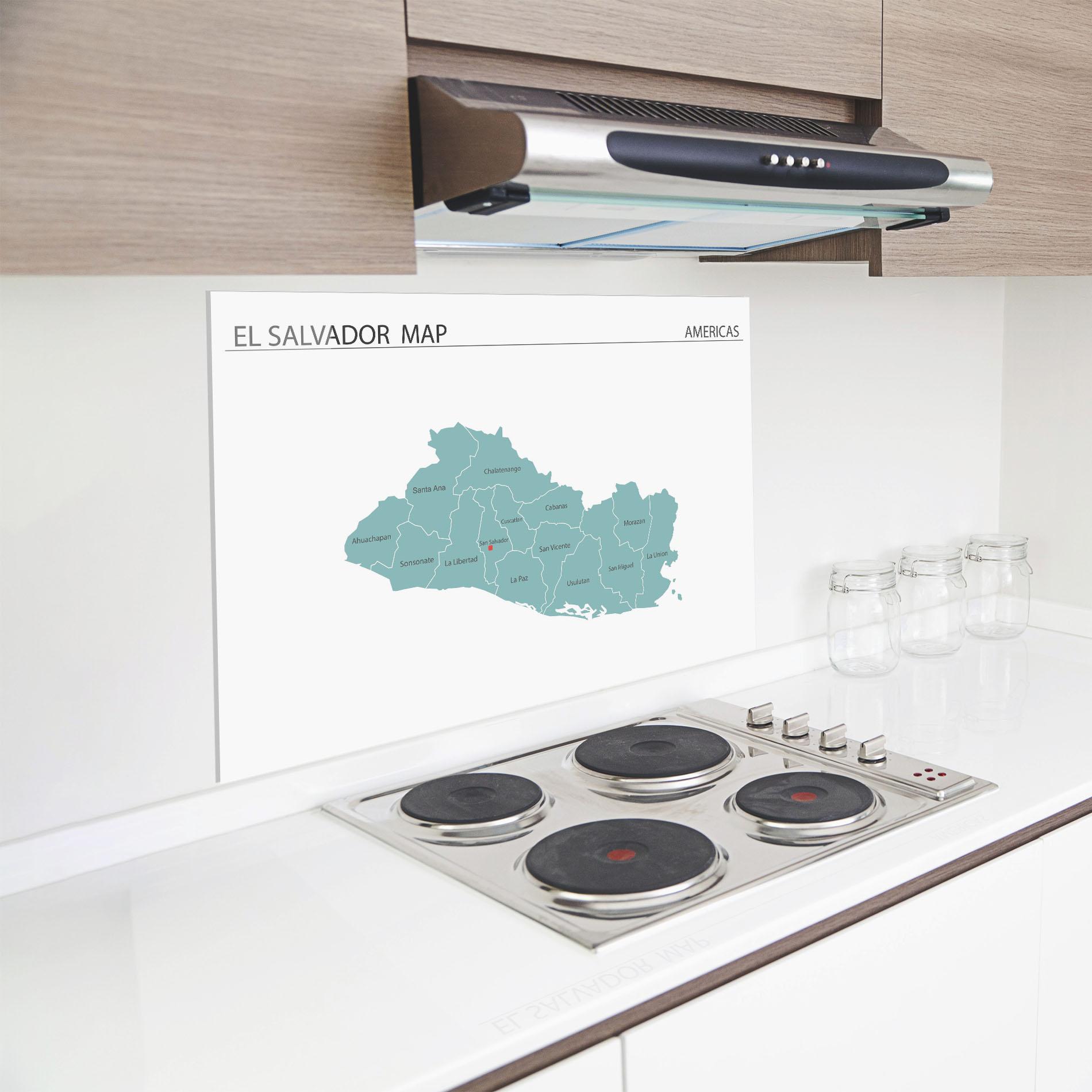 Konyhai üveg hátfal El Salvador Map mockup 8