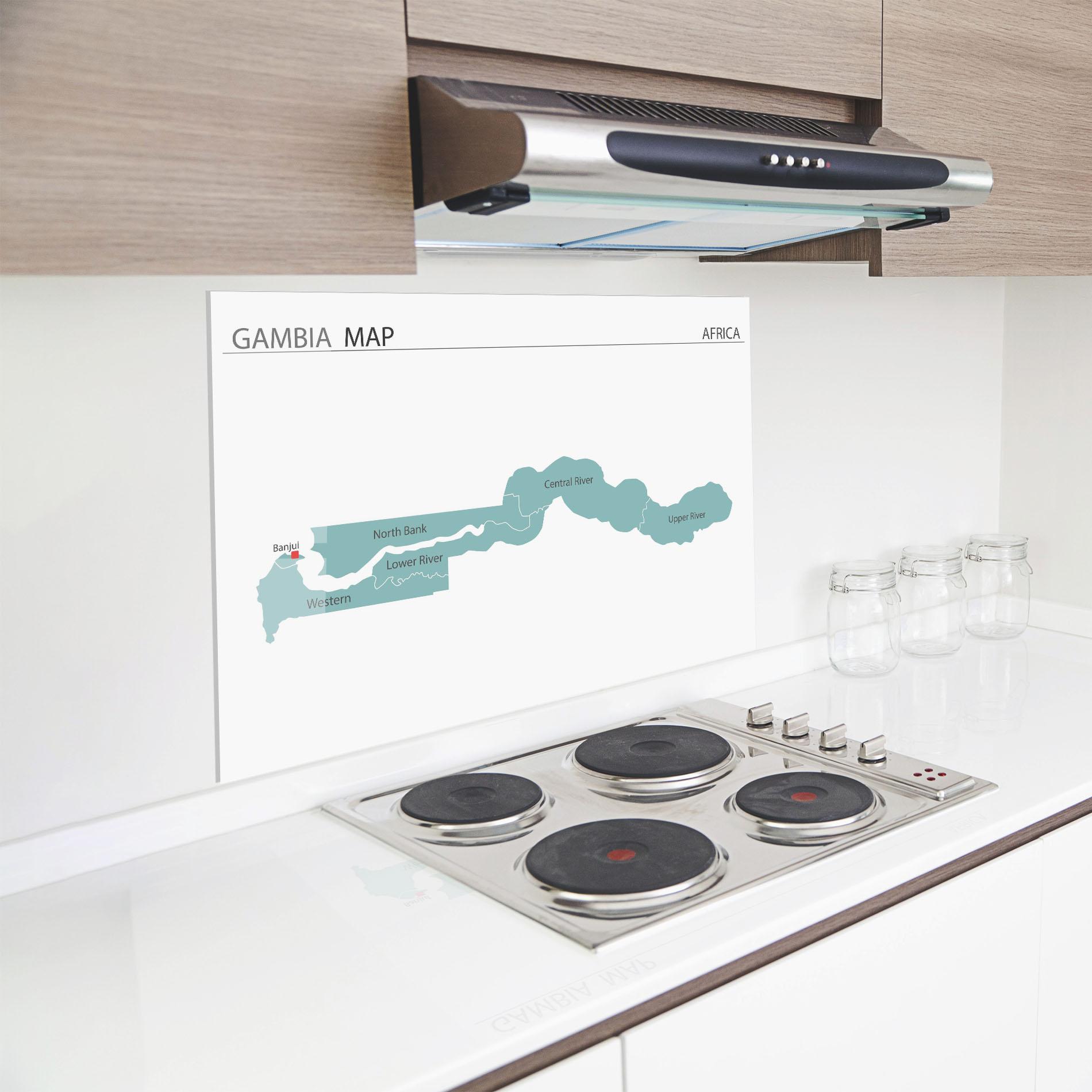 Konyhai üveg hátfal Gambia Map mockup 8