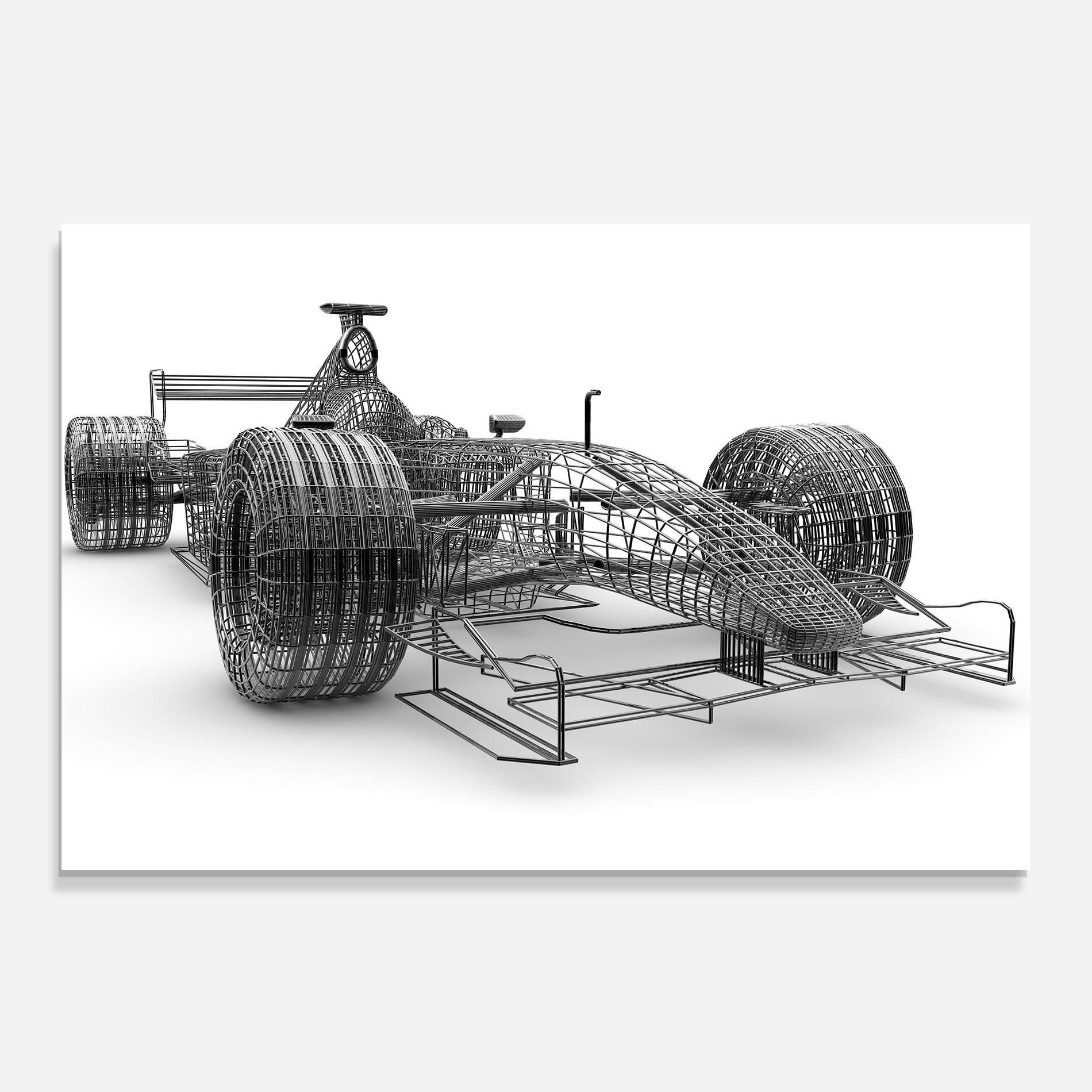 Konyhai üveg hátfal Wireframe F1 Car mockup 0