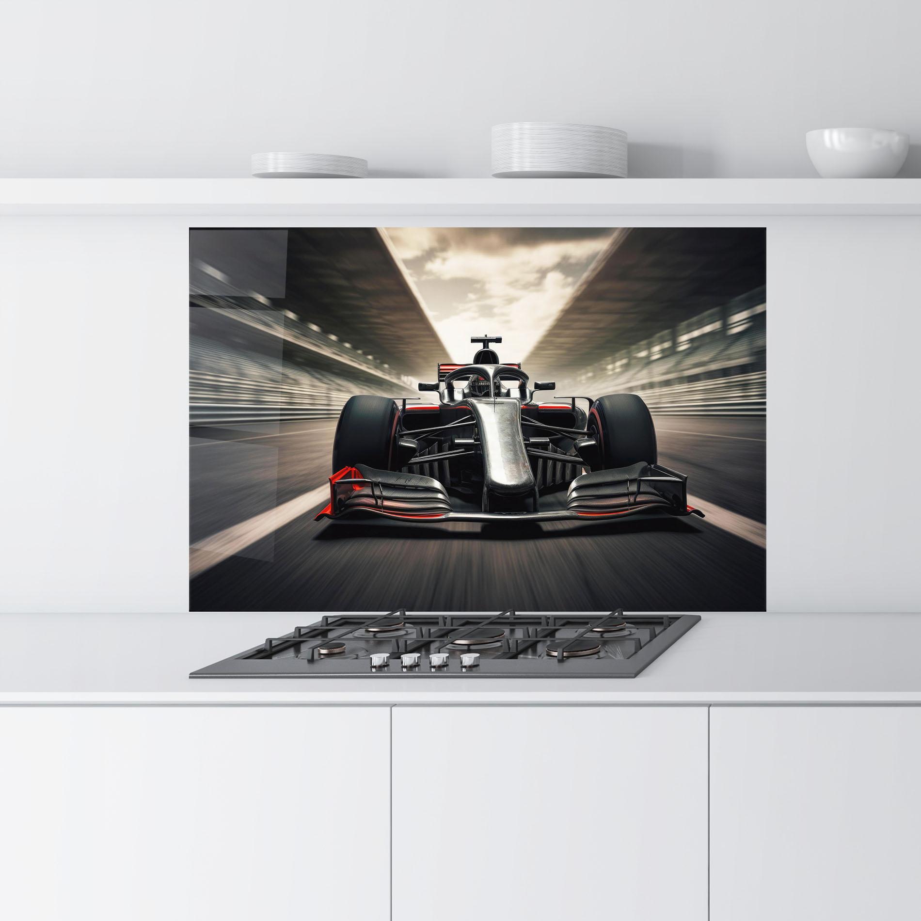 Konyhai üveg hátfal Black Red F1 mockup 9