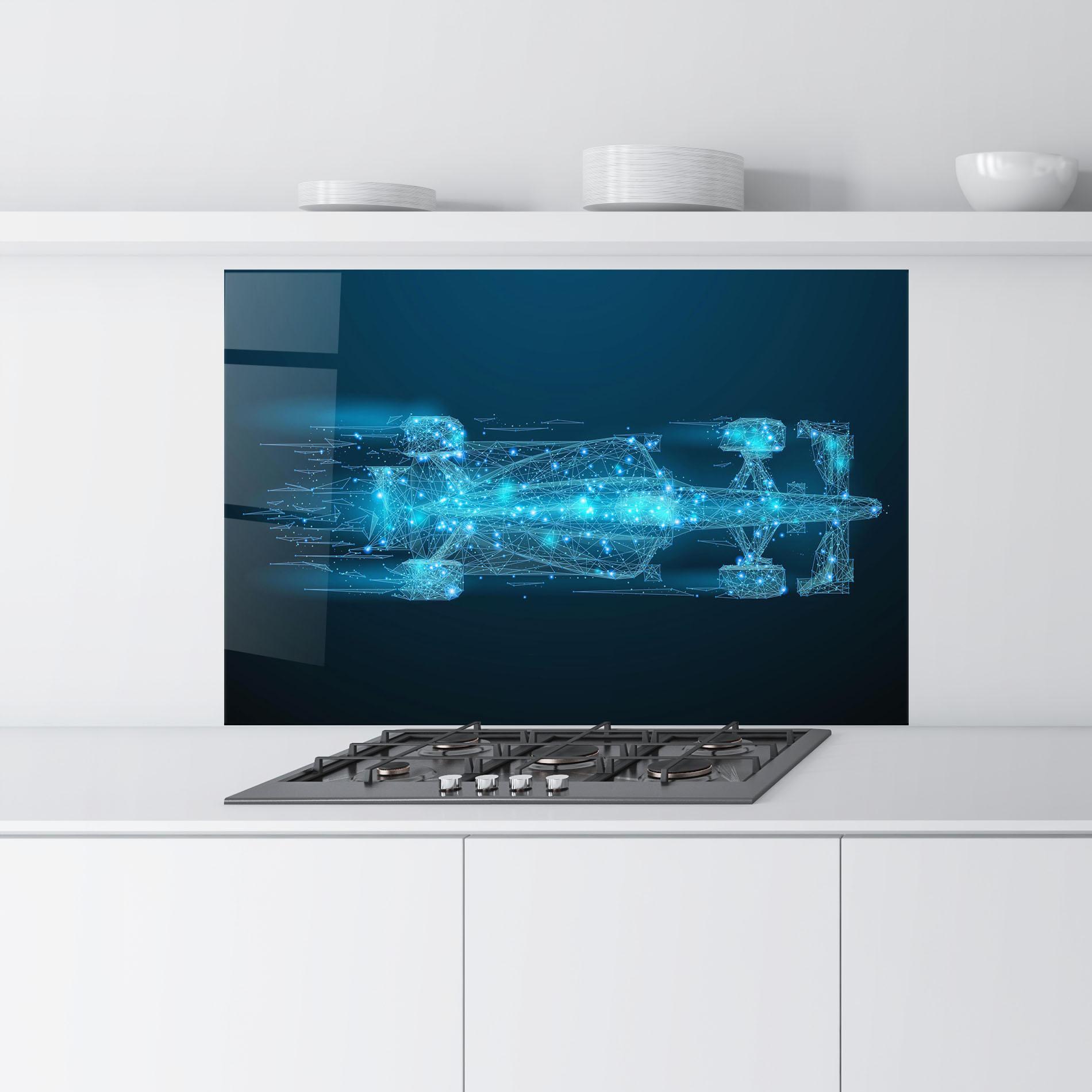 Konyhai üveg hátfal Blue Light F1 mockup 9