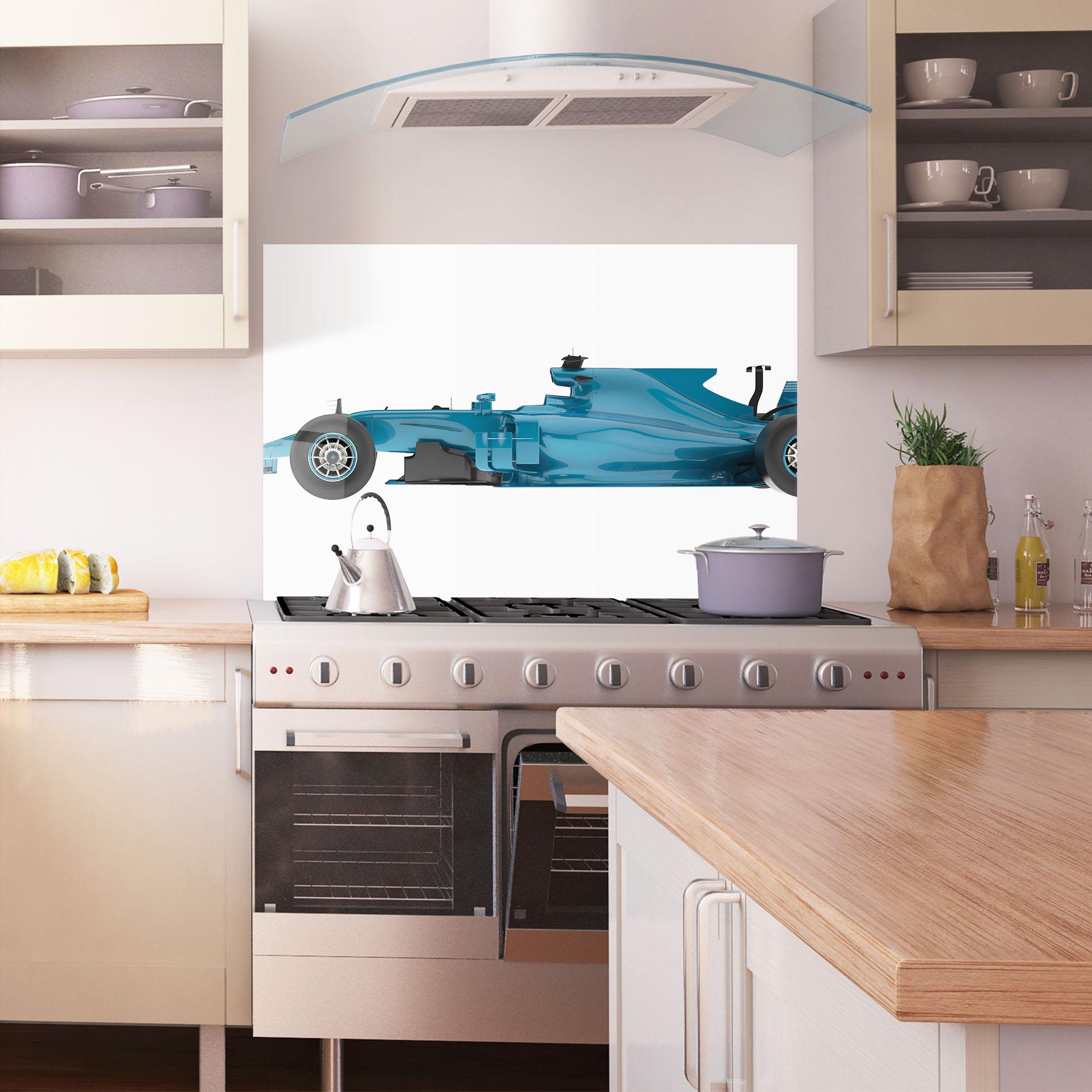 Konyhai üveg hátfal Blue F1 Toy mockup 1