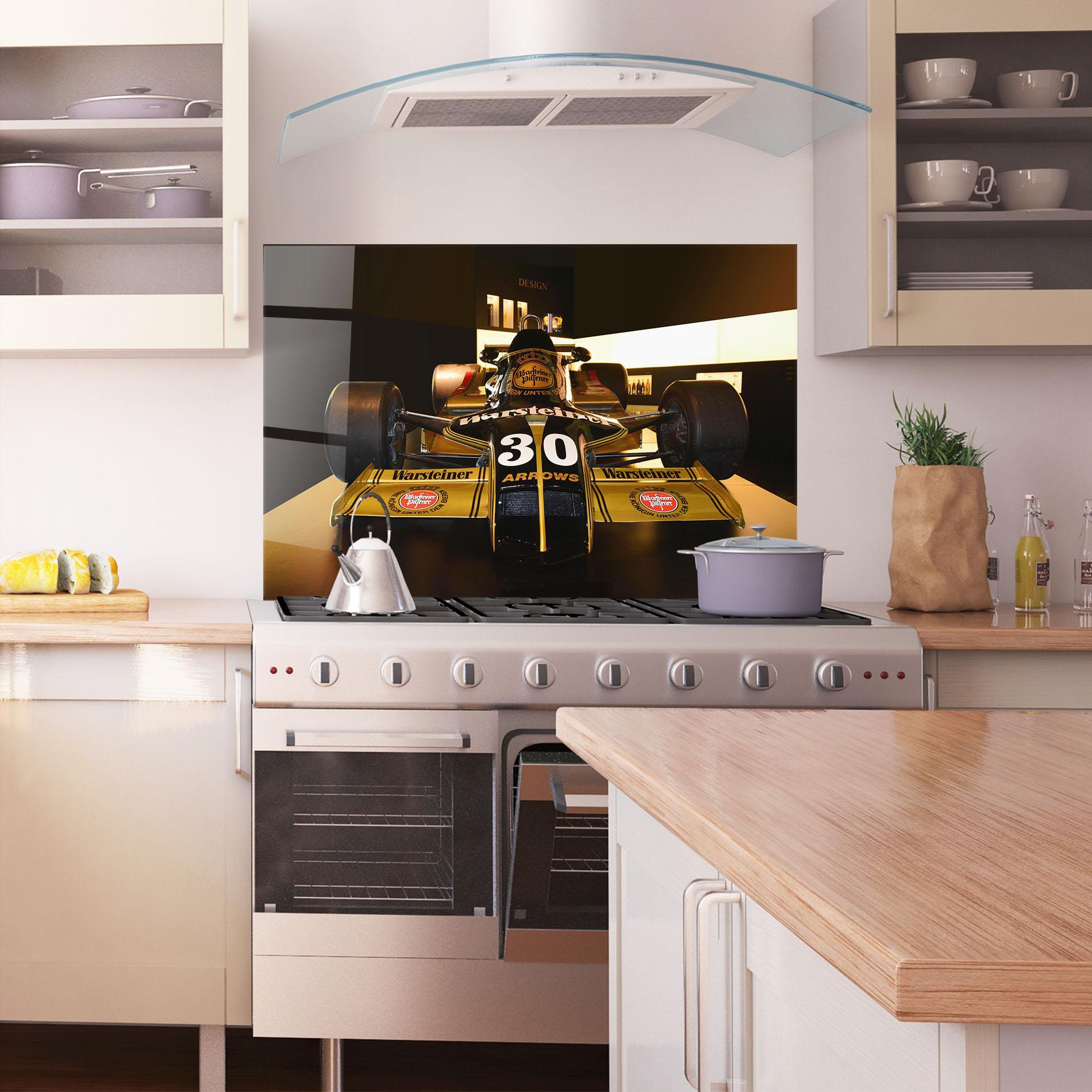 Konyhai üveg hátfal Formula 1 Car Color mockup 1
