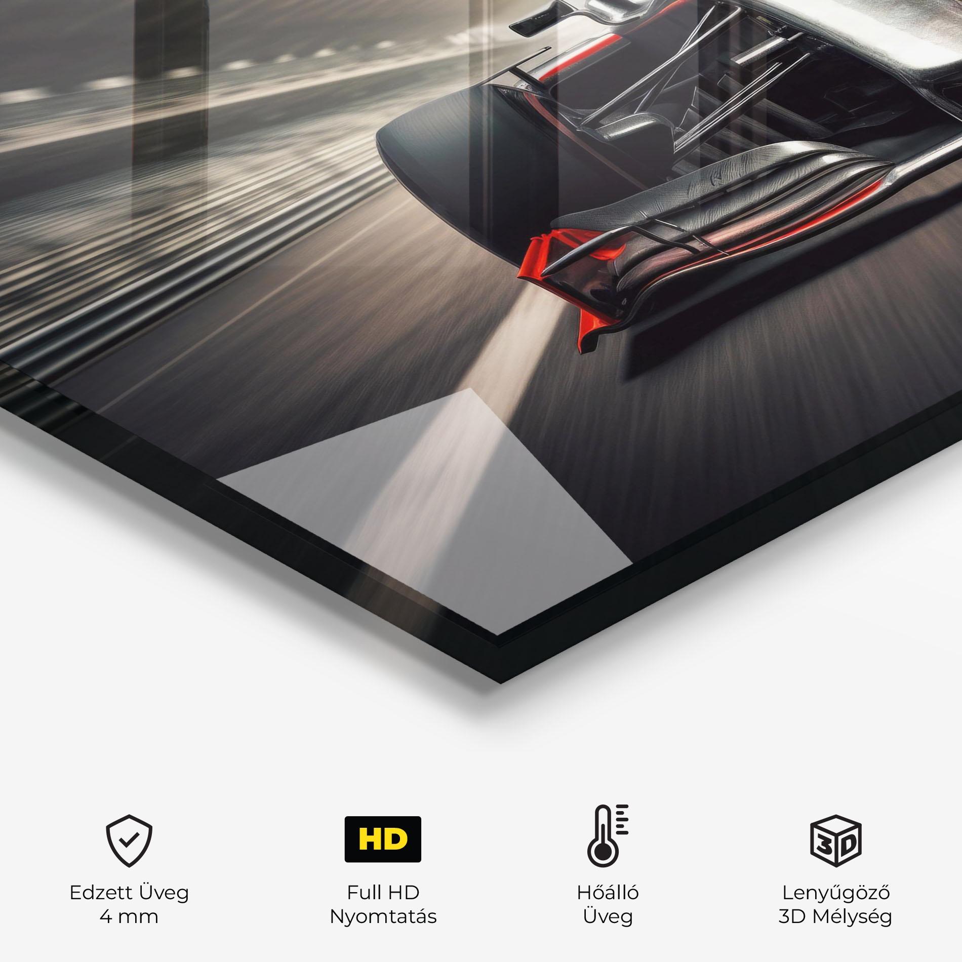 Konyhai üveg hátfal Black Red F1 mockup 2