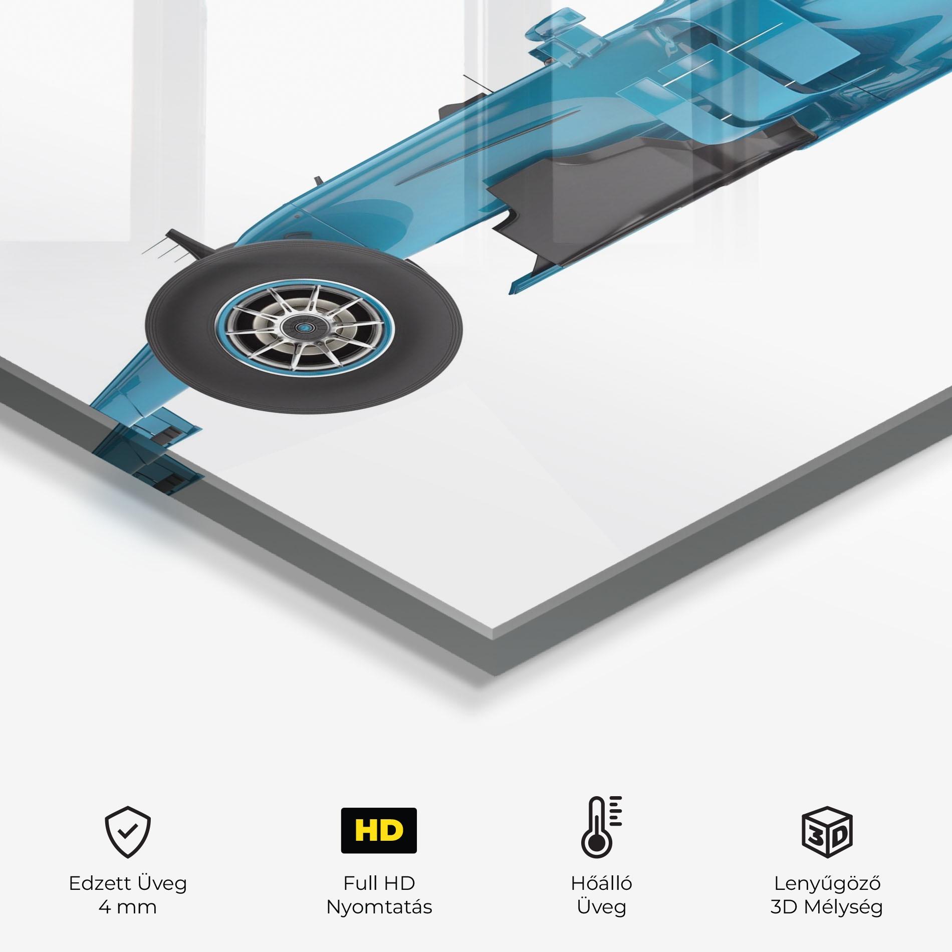 Konyhai üveg hátfal Blue F1 Toy mockup 2