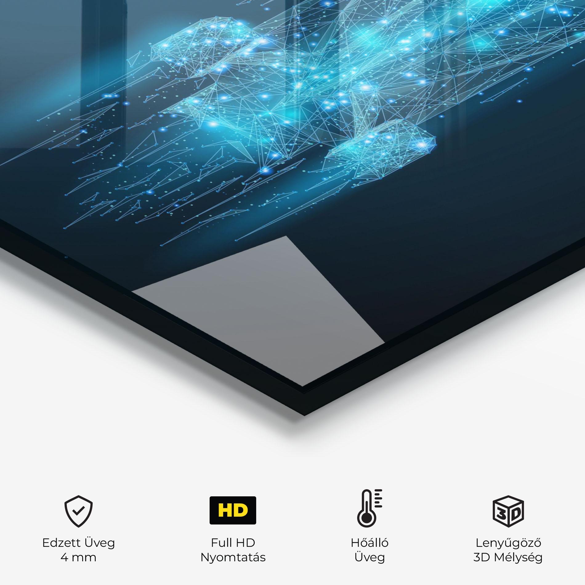 Konyhai üveg hátfal Blue Light F1 mockup 2