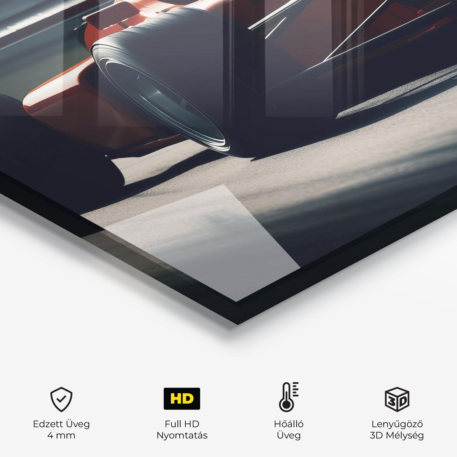 Konyhai üveg hátfal Orange Car F1 mockup 2