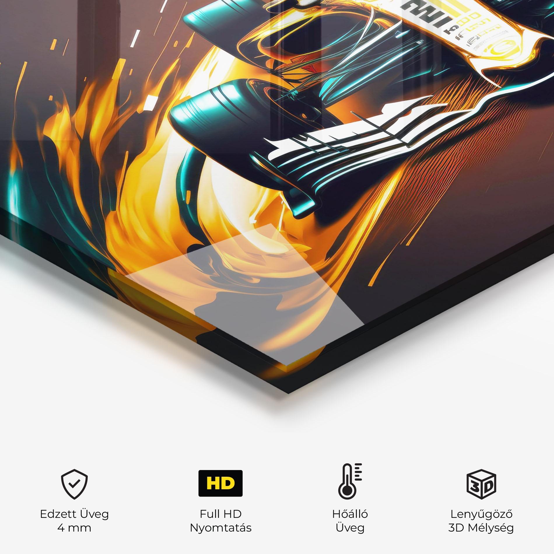 Konyhai üveg hátfal Orange Racing Car mockup 2