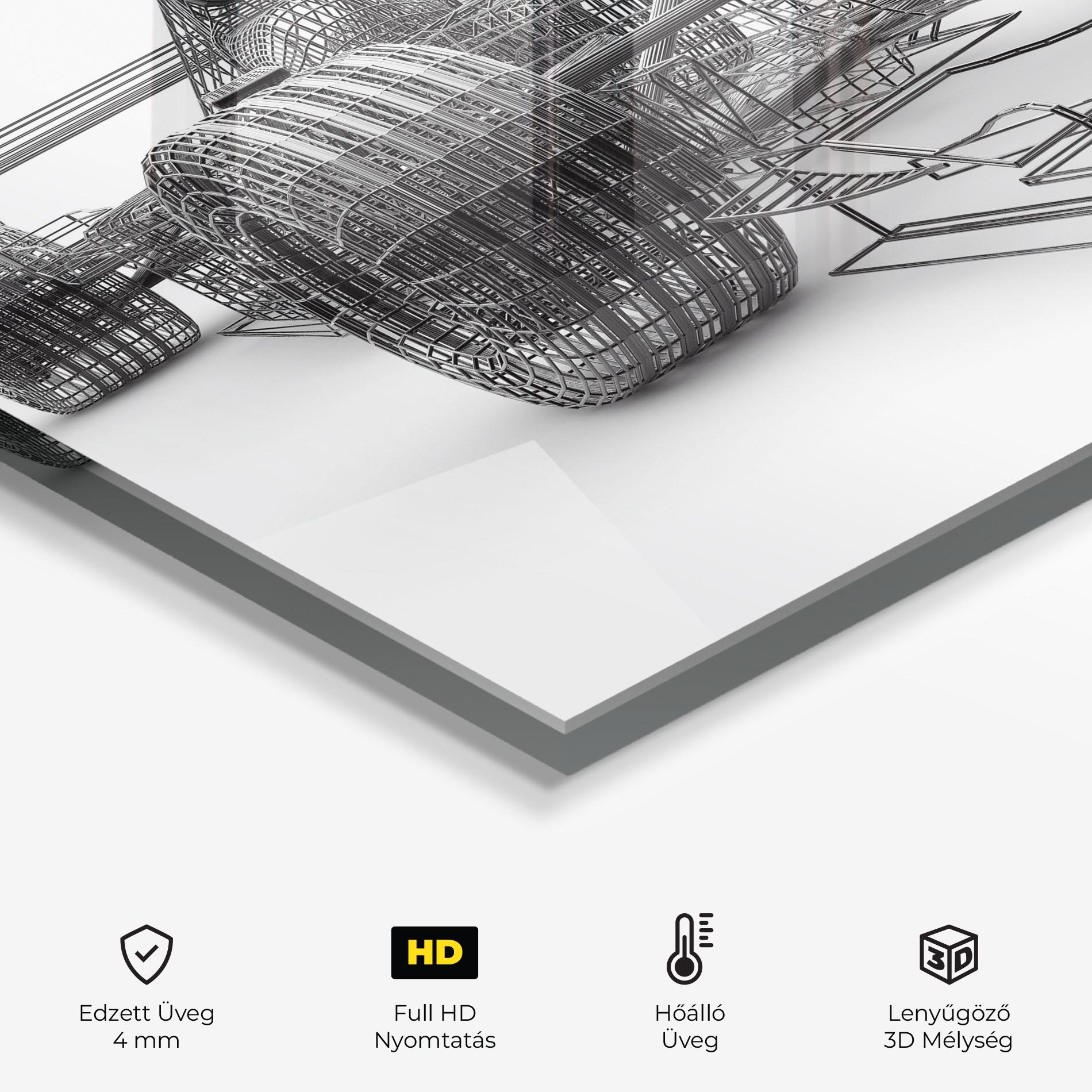 Konyhai üveg hátfal Wireframe F1 Car mockup 2