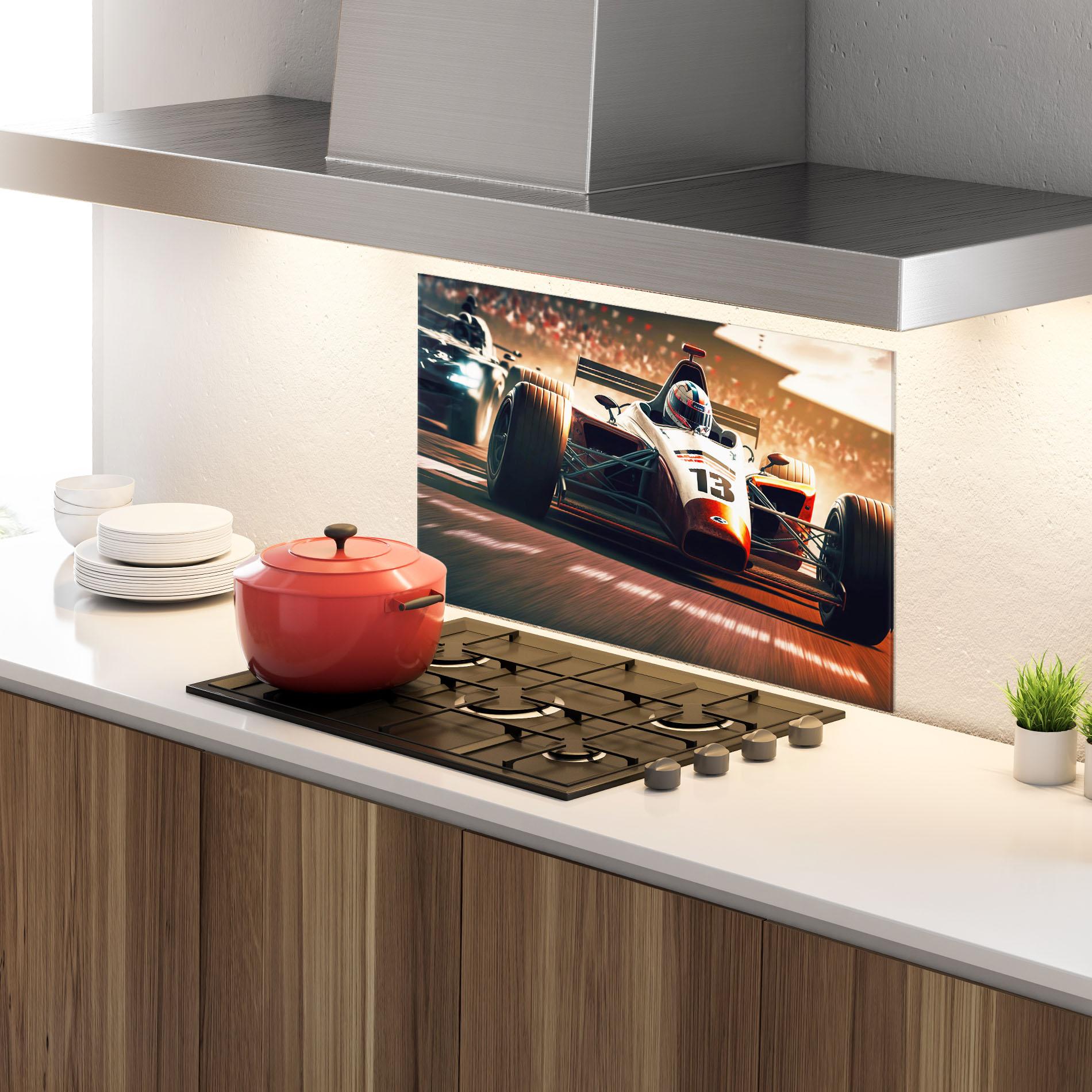 Konyhai üveg hátfal Formula 1 Racing mockup 4