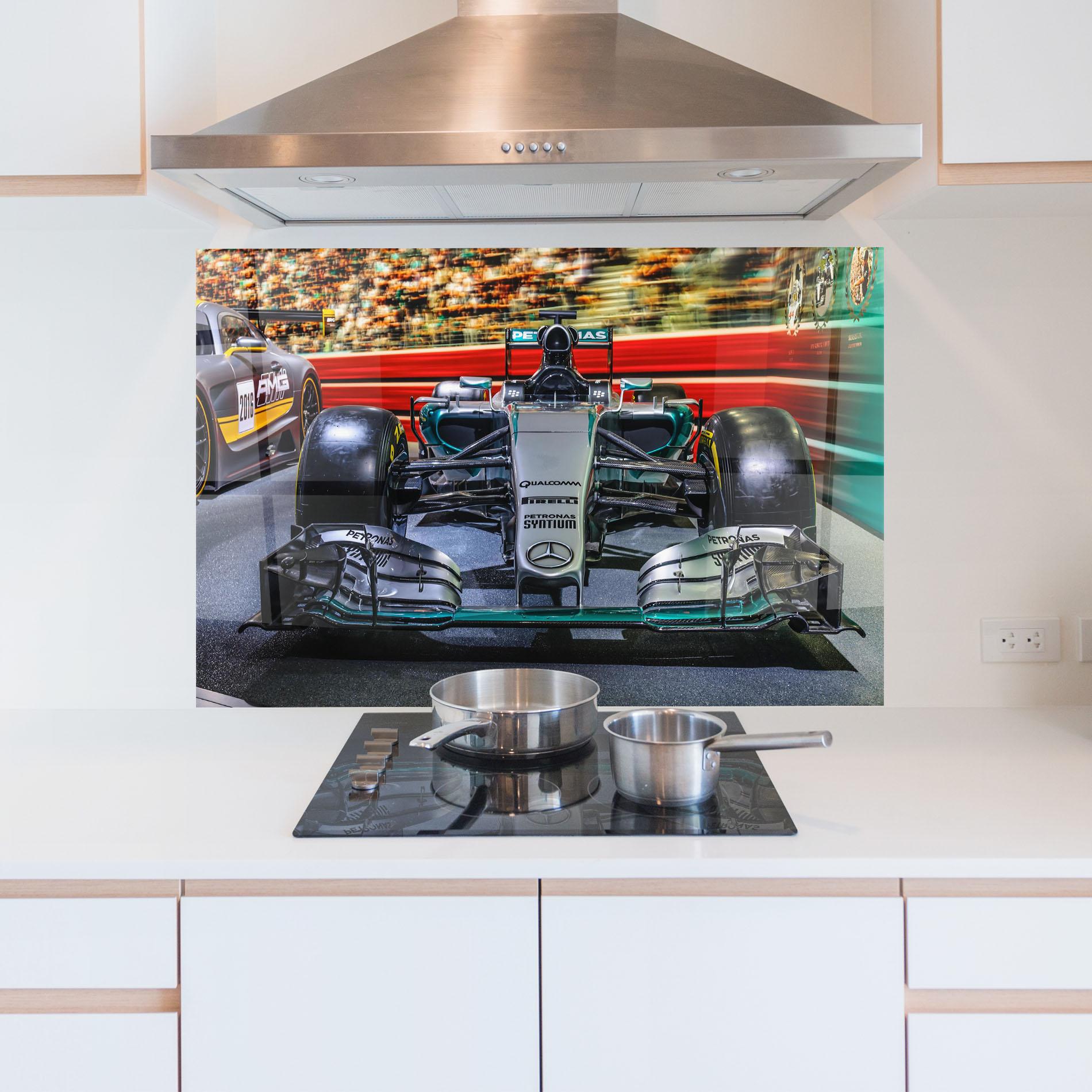 Konyhai üveg hátfal Black Green F1 mockup 5