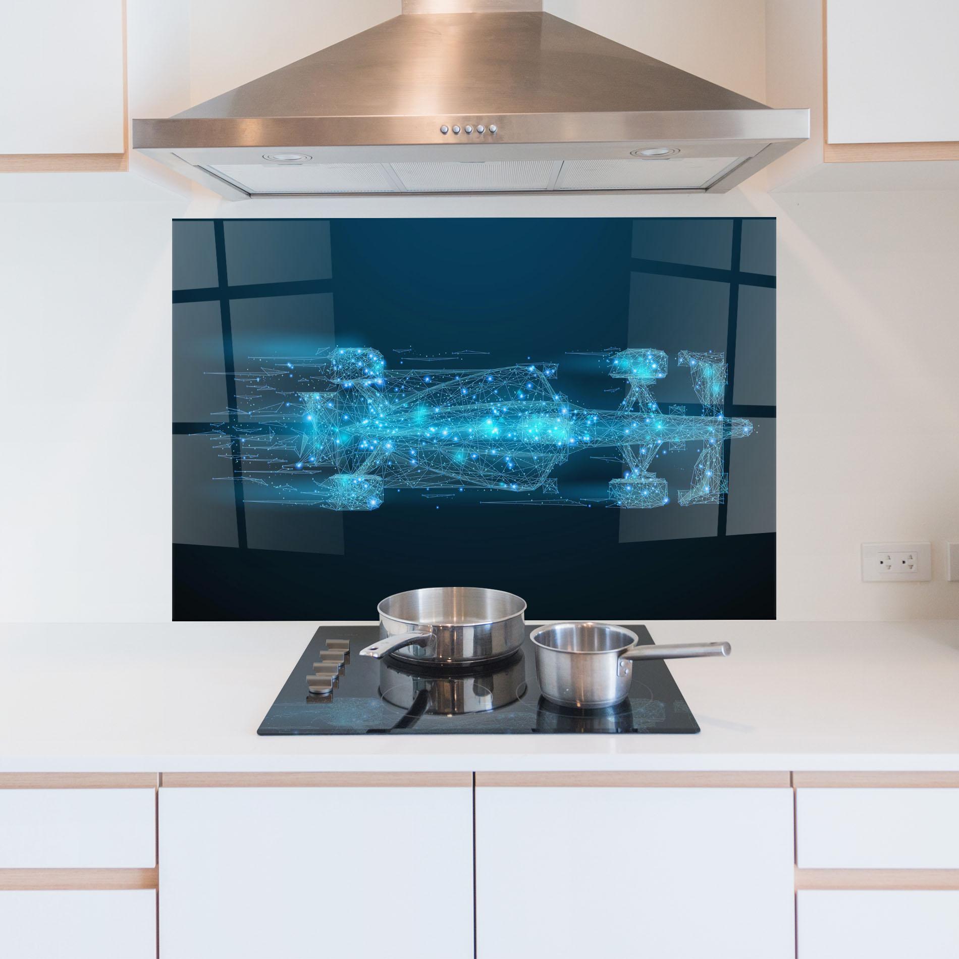 Konyhai üveg hátfal Blue Light F1 mockup 5