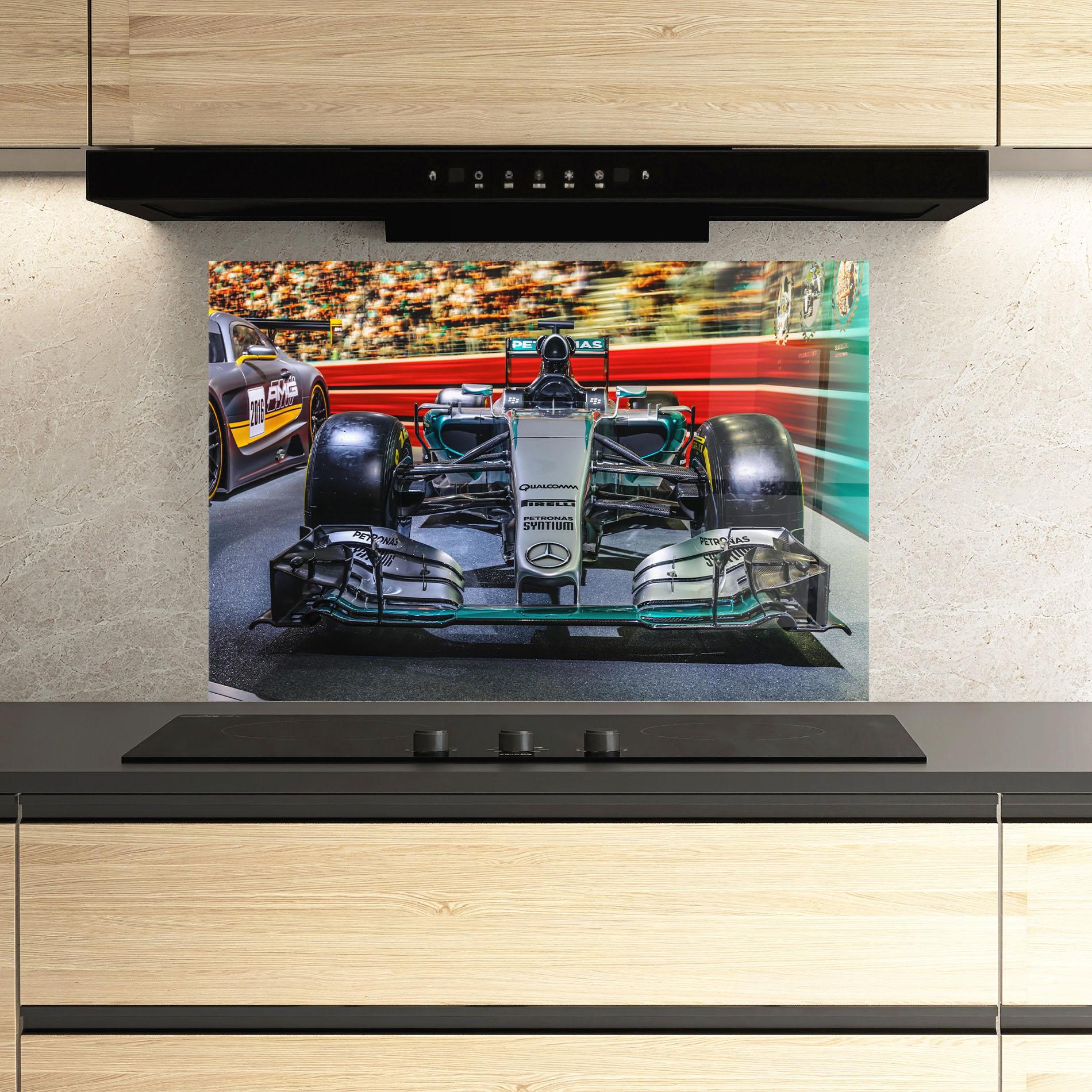 Konyhai üveg hátfal Black Green F1 mockup 3