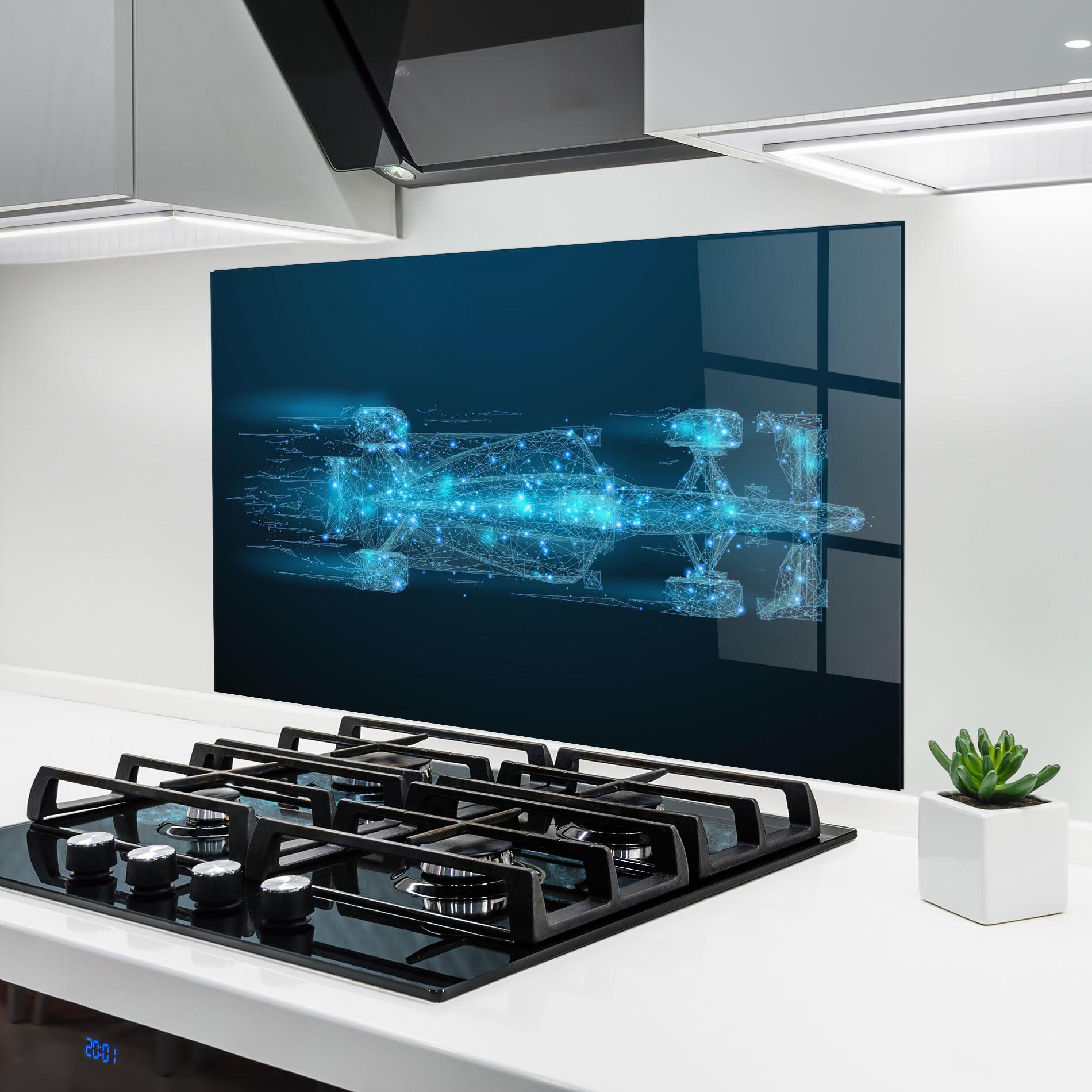 Konyhai üveg hátfal Blue Light F1 mockup 6