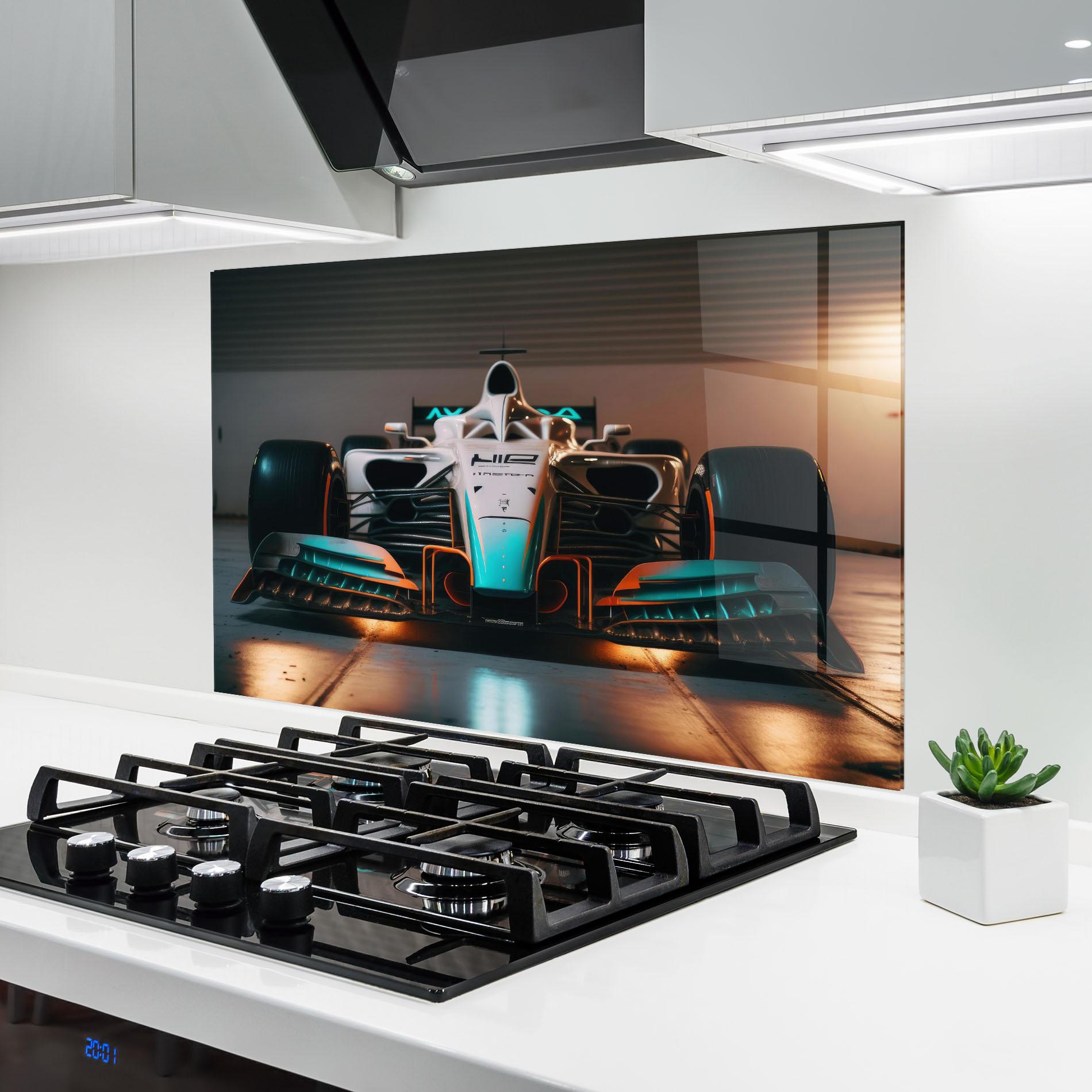 Konyhai üveg hátfal Blue White F1 mockup 6