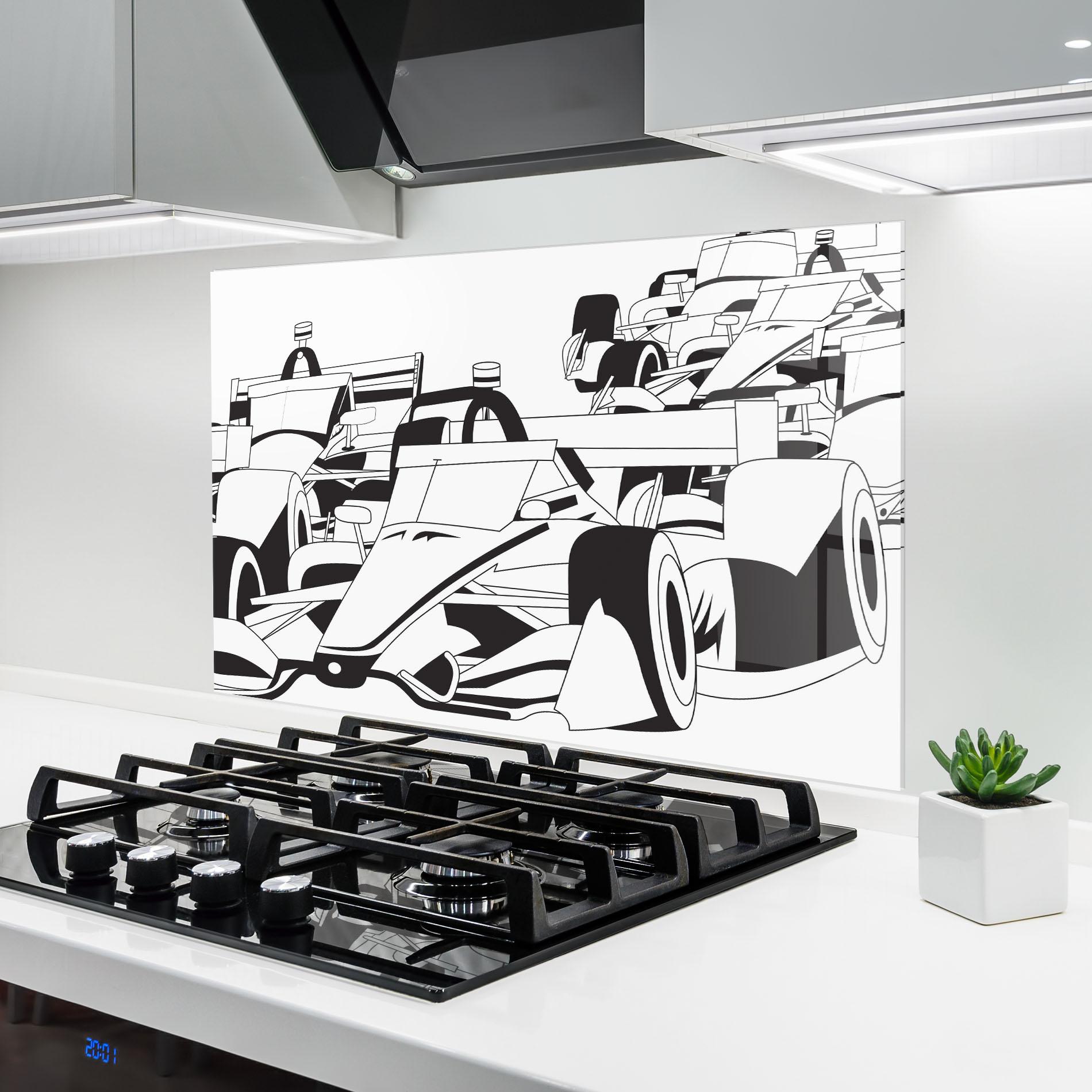 Konyhai üveg hátfal Grand Prix Cars mockup 6